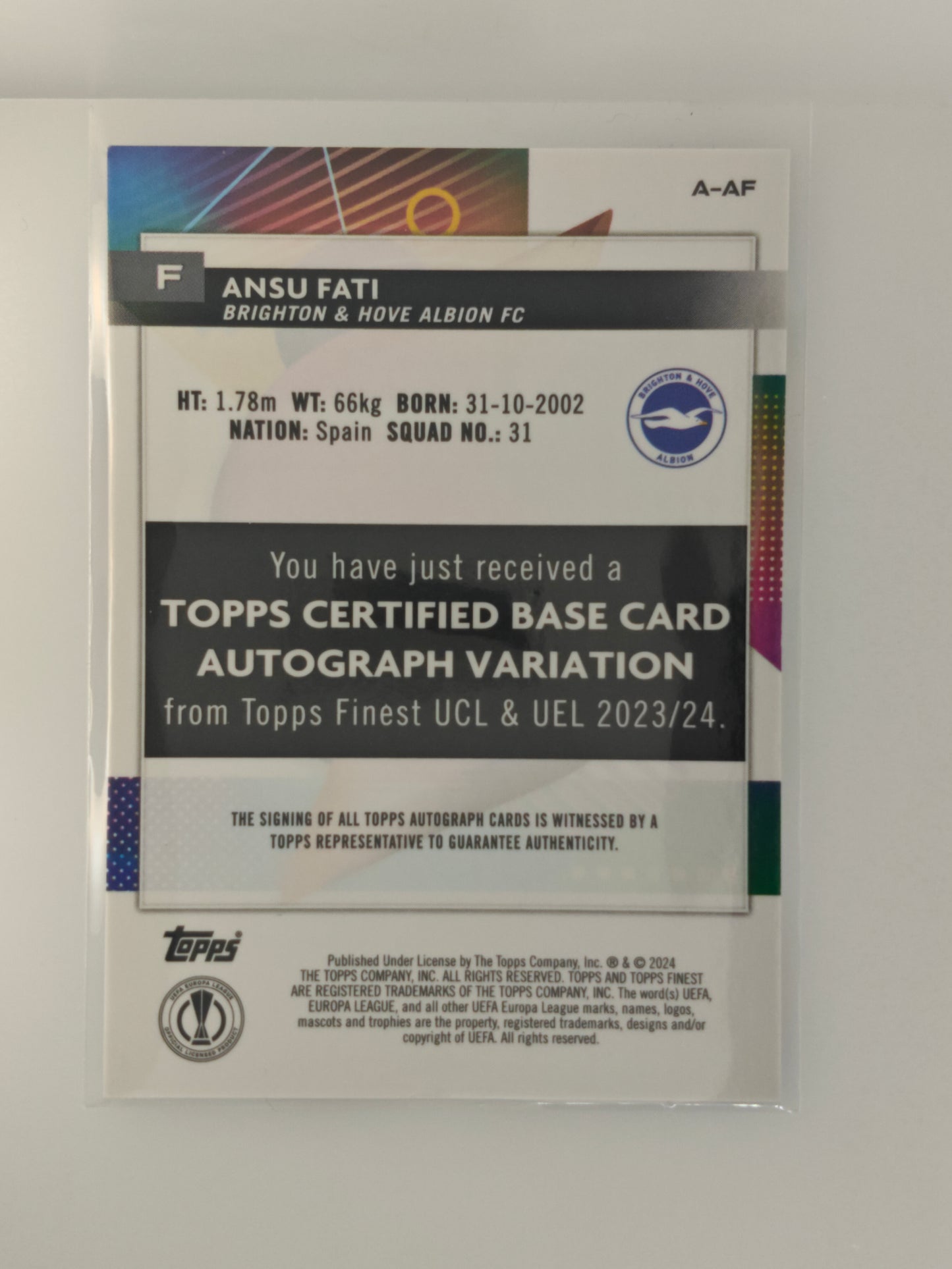 Ansu Fati auto - Topps Finest 23/24