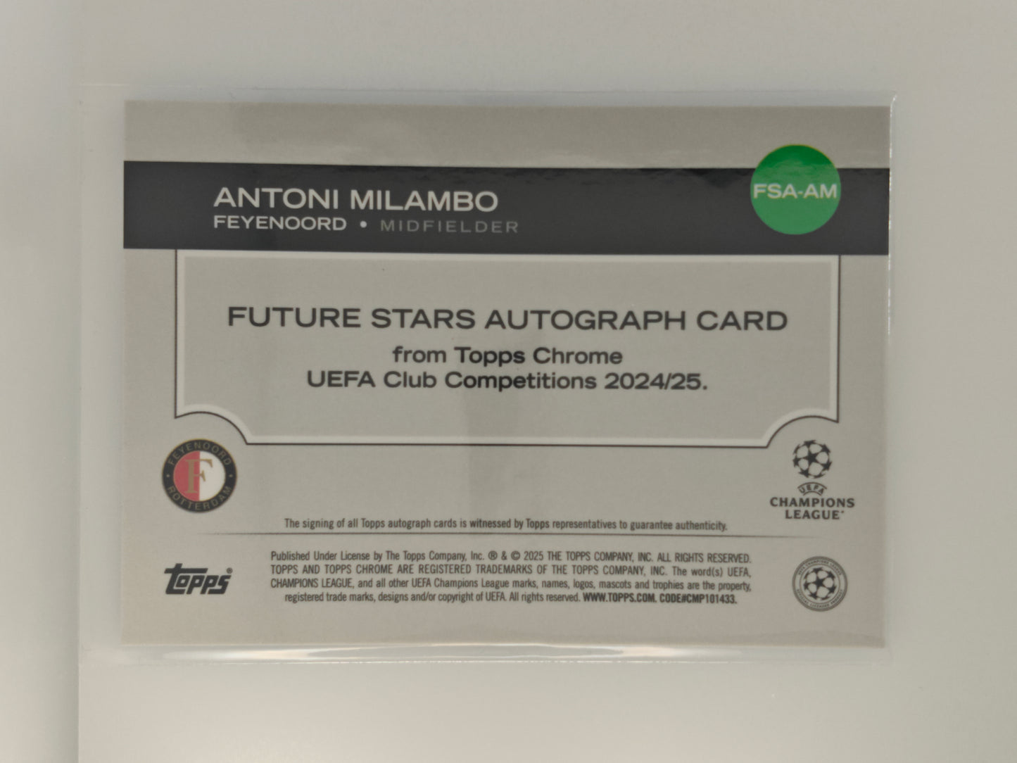 Antoni Milambo auto /150 - Topps Chrome 24/25
