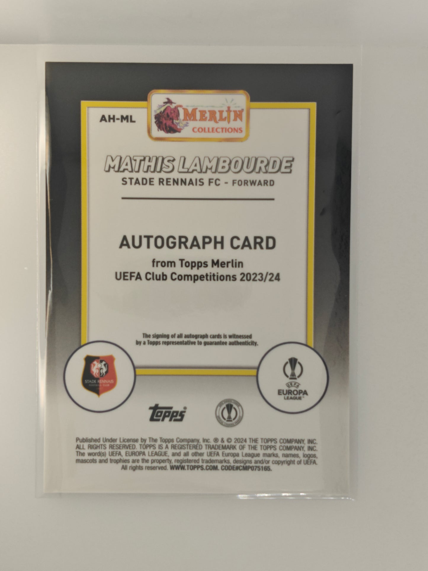 Mathis Lambourde auto /150 RC - Topps Merlin 23/24