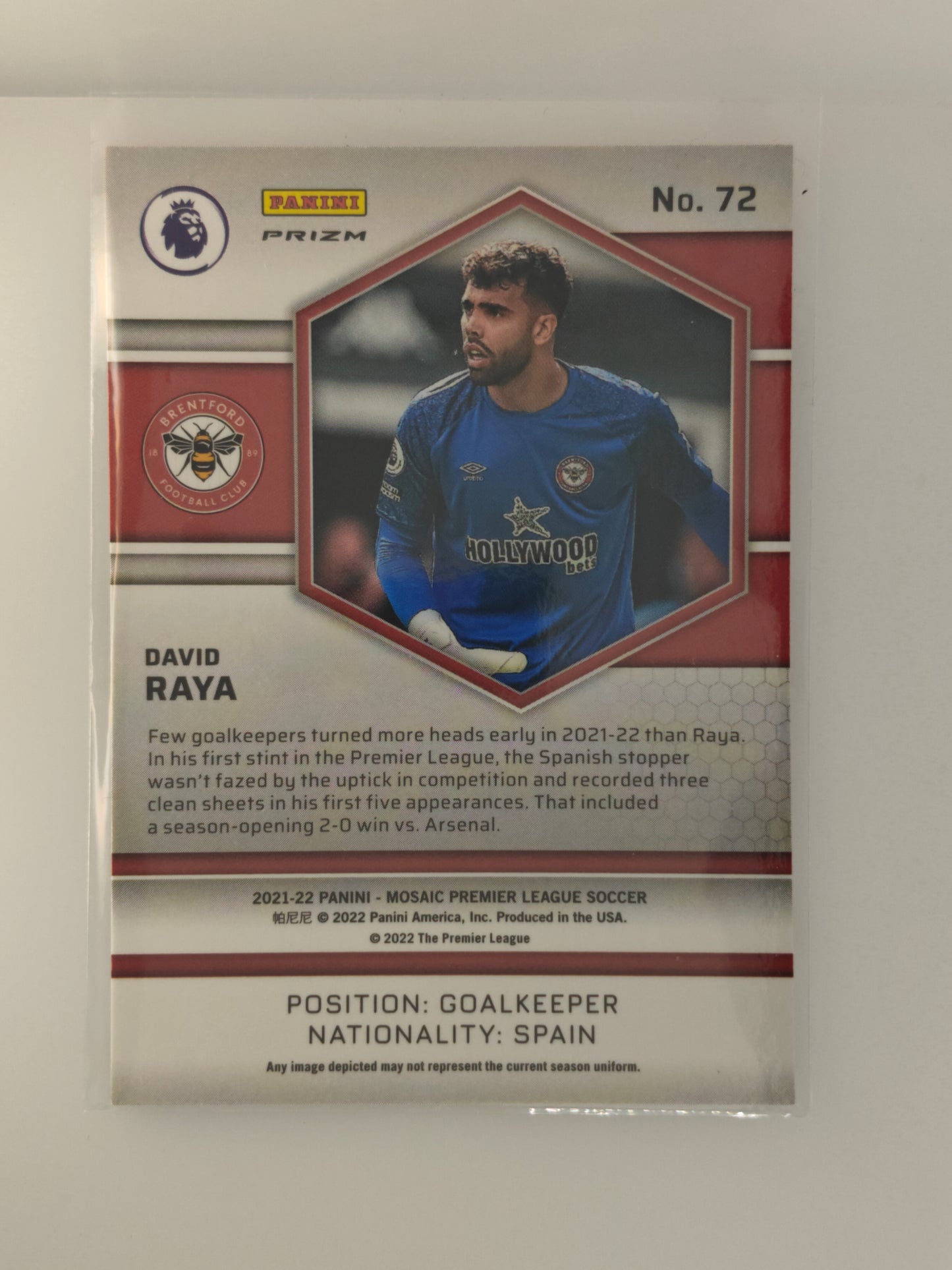 David Raya RC Reactive red - Panini Mosaic 21/22