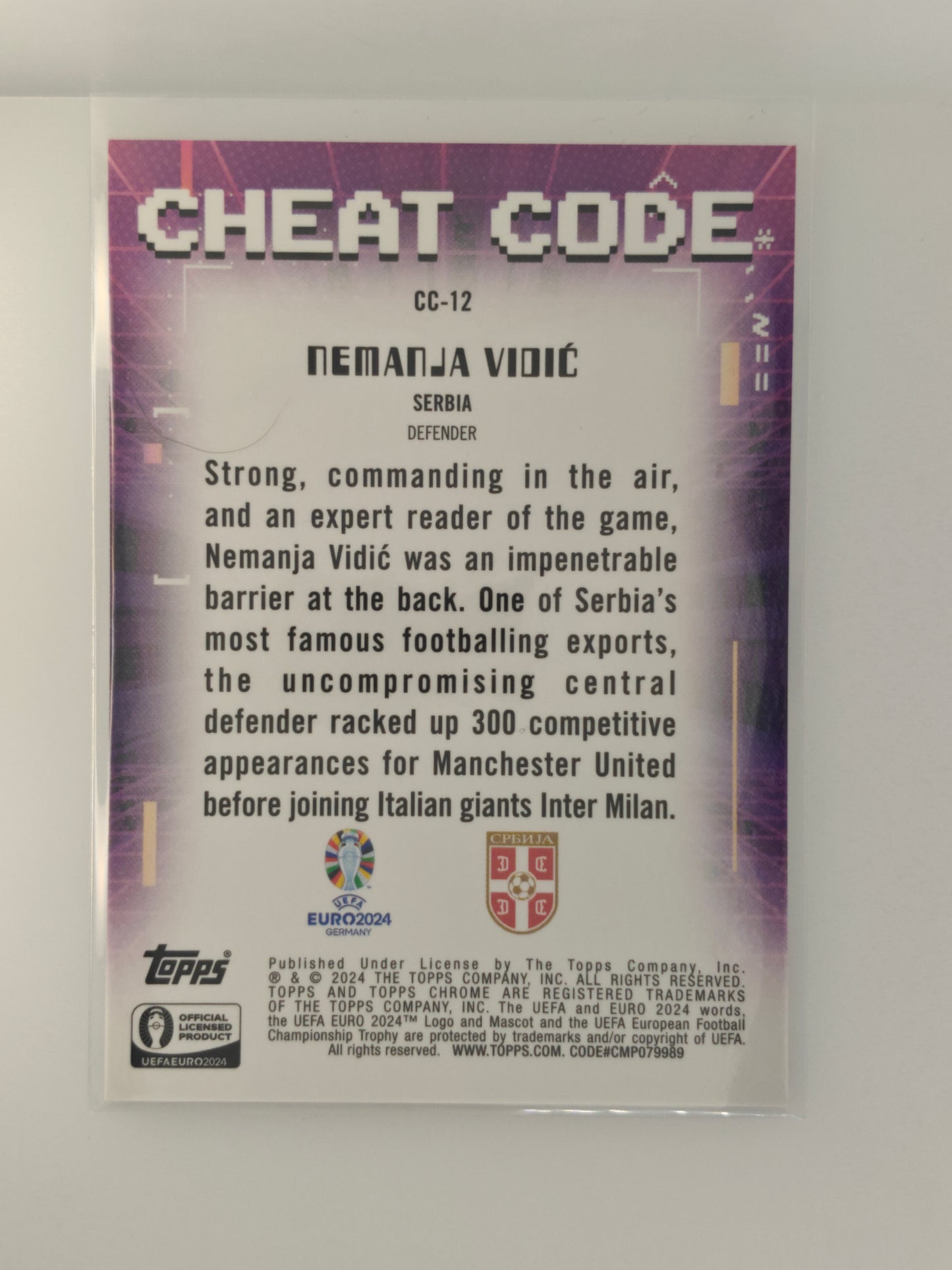Nemanja Vidic /125 Cheat code - Topps Chrome Euro 24