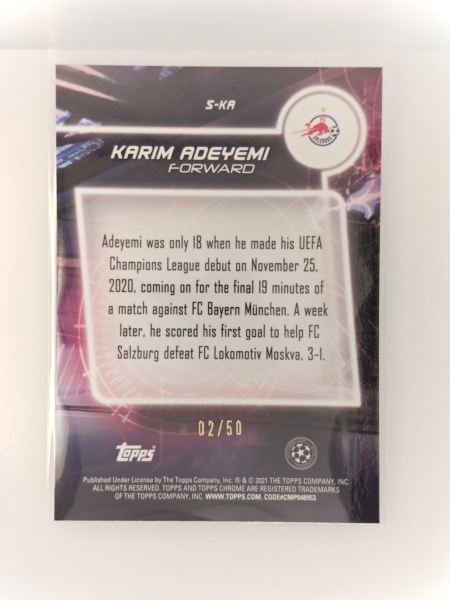Karim Adeyemi /50 RC - Topps Steve Aoki