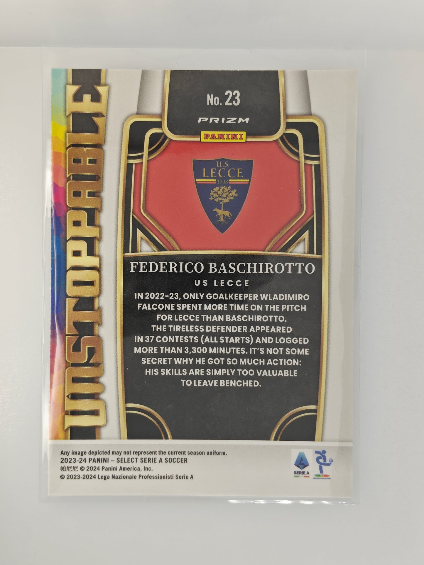 Federico Baschirotto Unstoppable - Panini Select Serie A 23/24