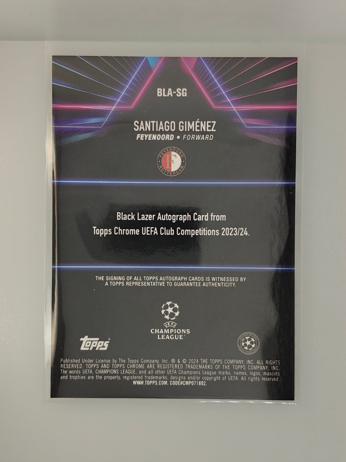 Santiago Gimenez auto Black lazer - Topps Chrome 23/24