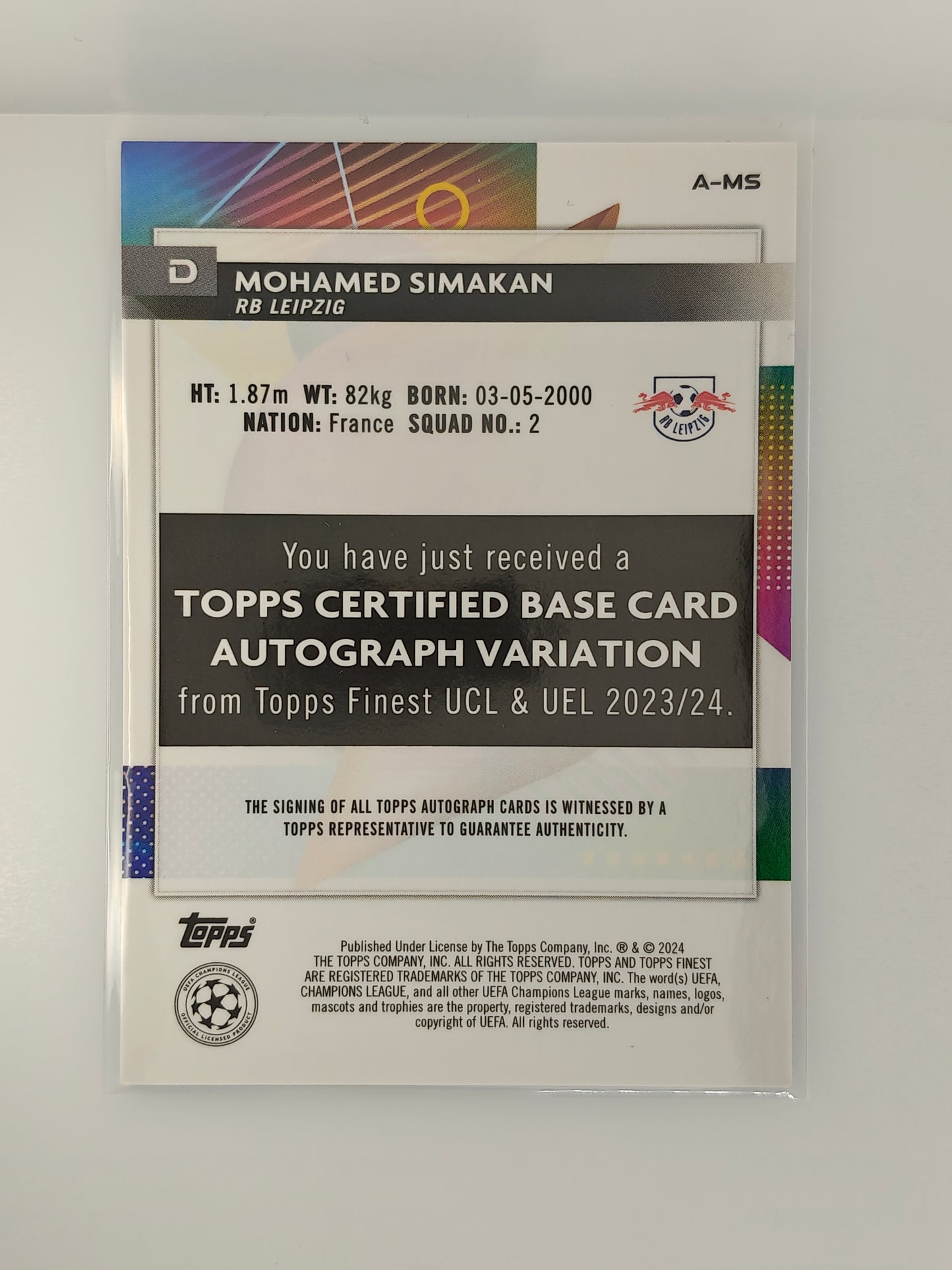Mohamed Simakan auto /150 - Topps Finest 23/24