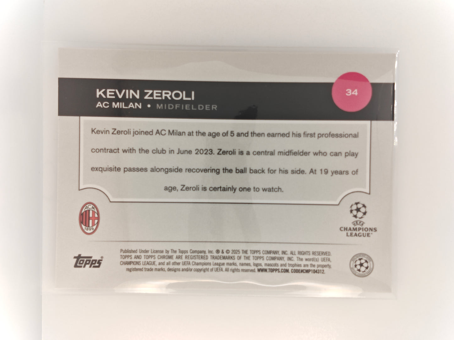 Kevin Zeroli 1/10 RC - Topps Chrome 24/25 Logofractor