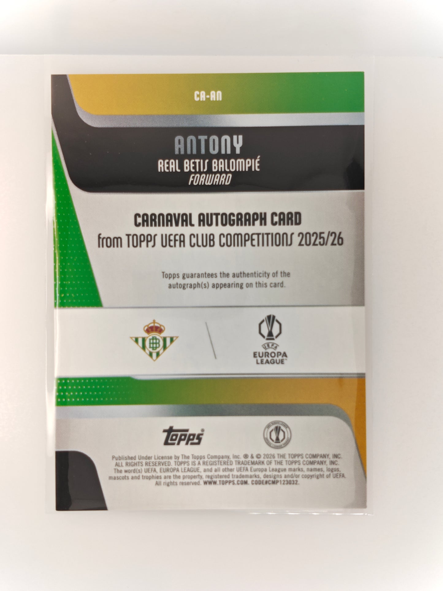 Antony auto /25 - Topps Carnaval 25/26