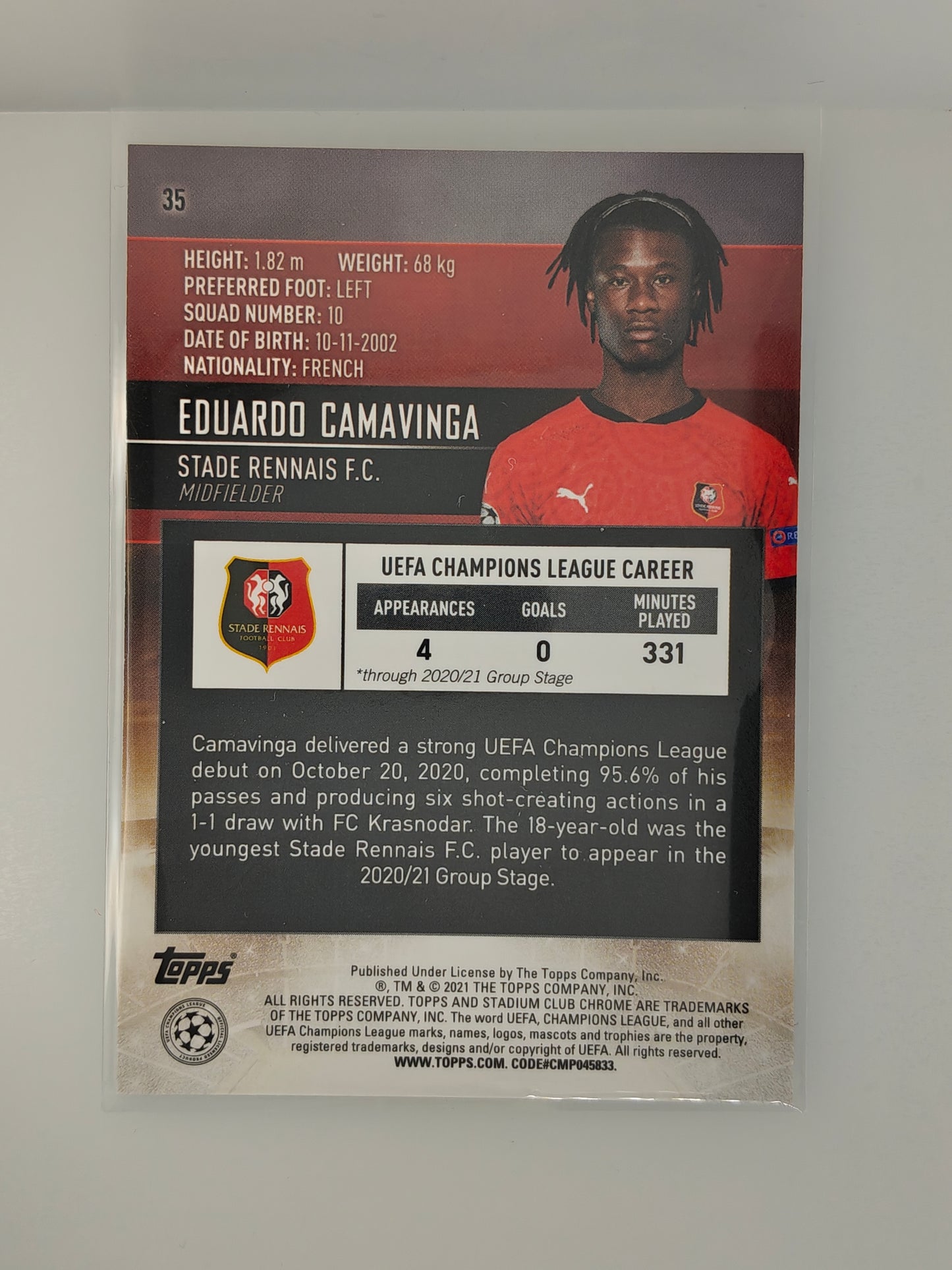 Eduardo Camavinga RC - Topps Stadium Chrome 20/21