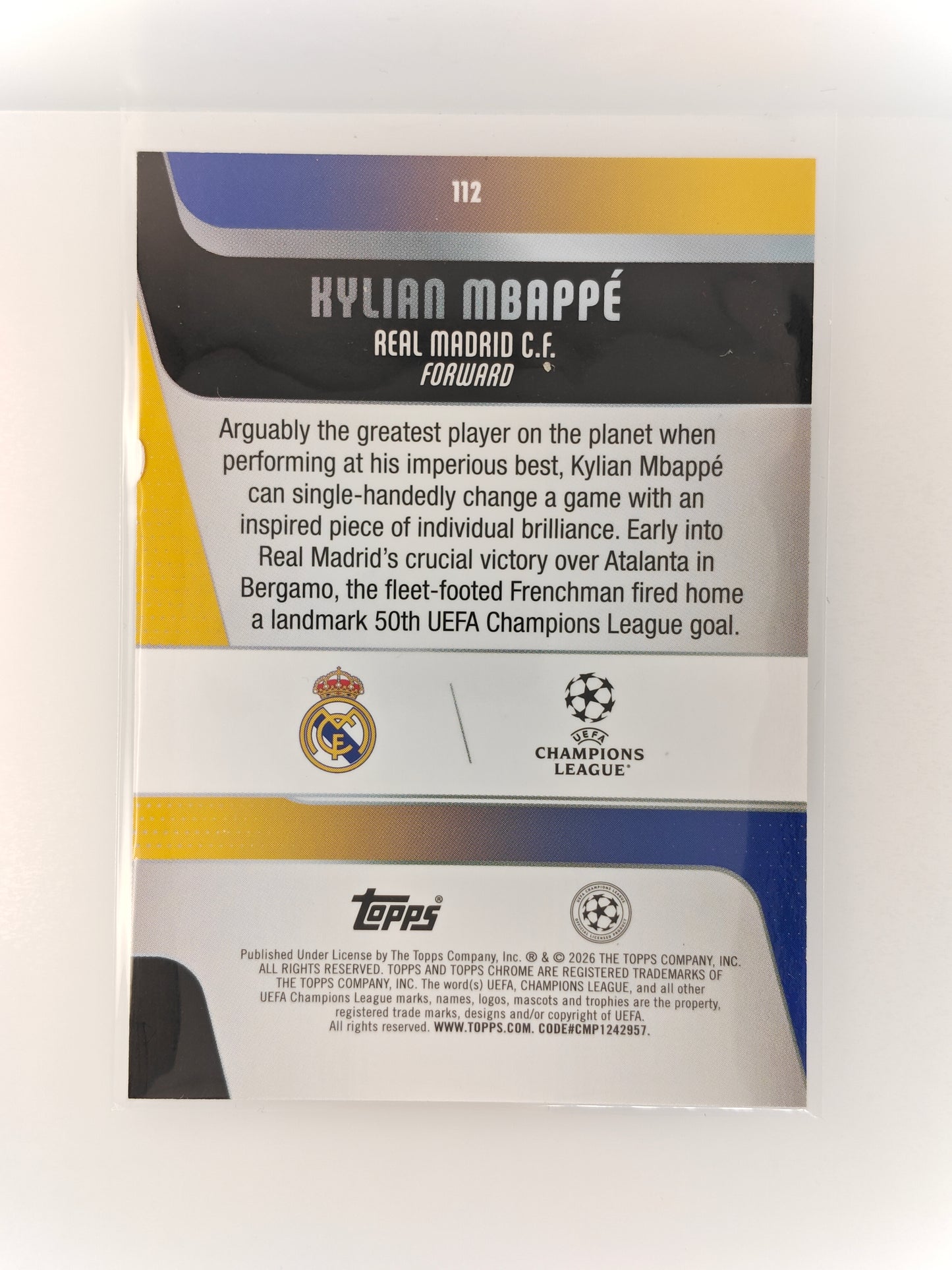 Kylian Mbappe Prism - Topps Chrome 25/26