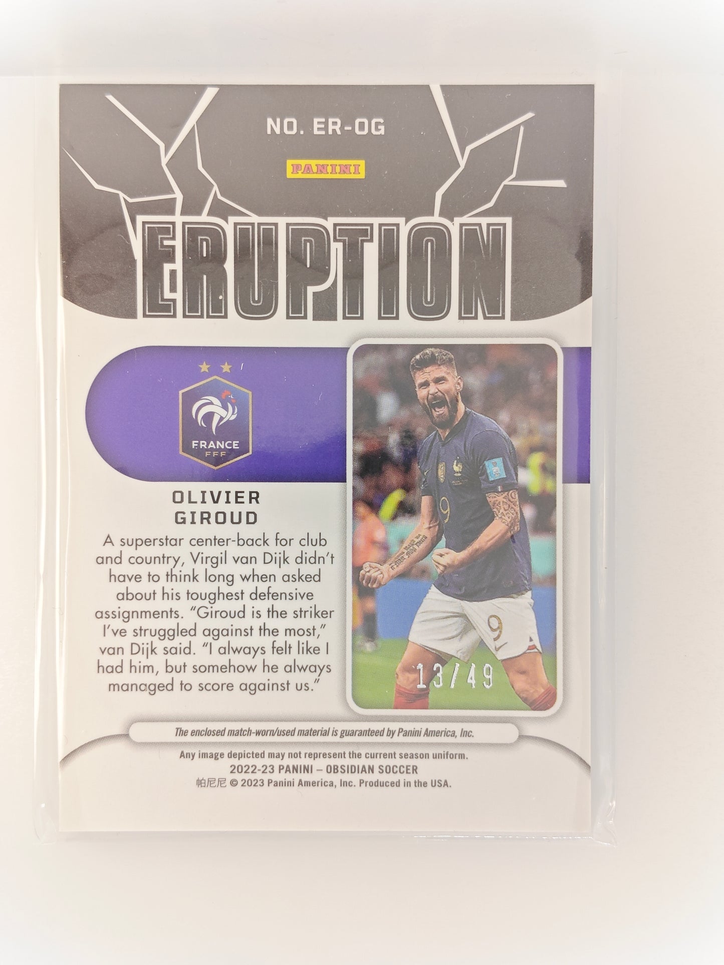 Olivier Giroud patch /49 - Panini Obsidian 22/23
