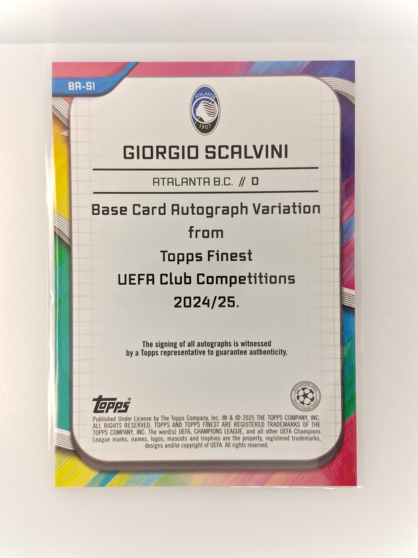 Giorgio Scalvini auto /25 - Topps Finest 24/25