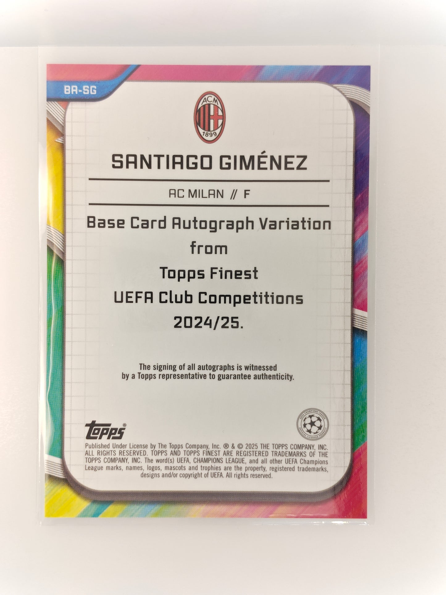Santiago Gimenez auto - Topps Finest 24/25