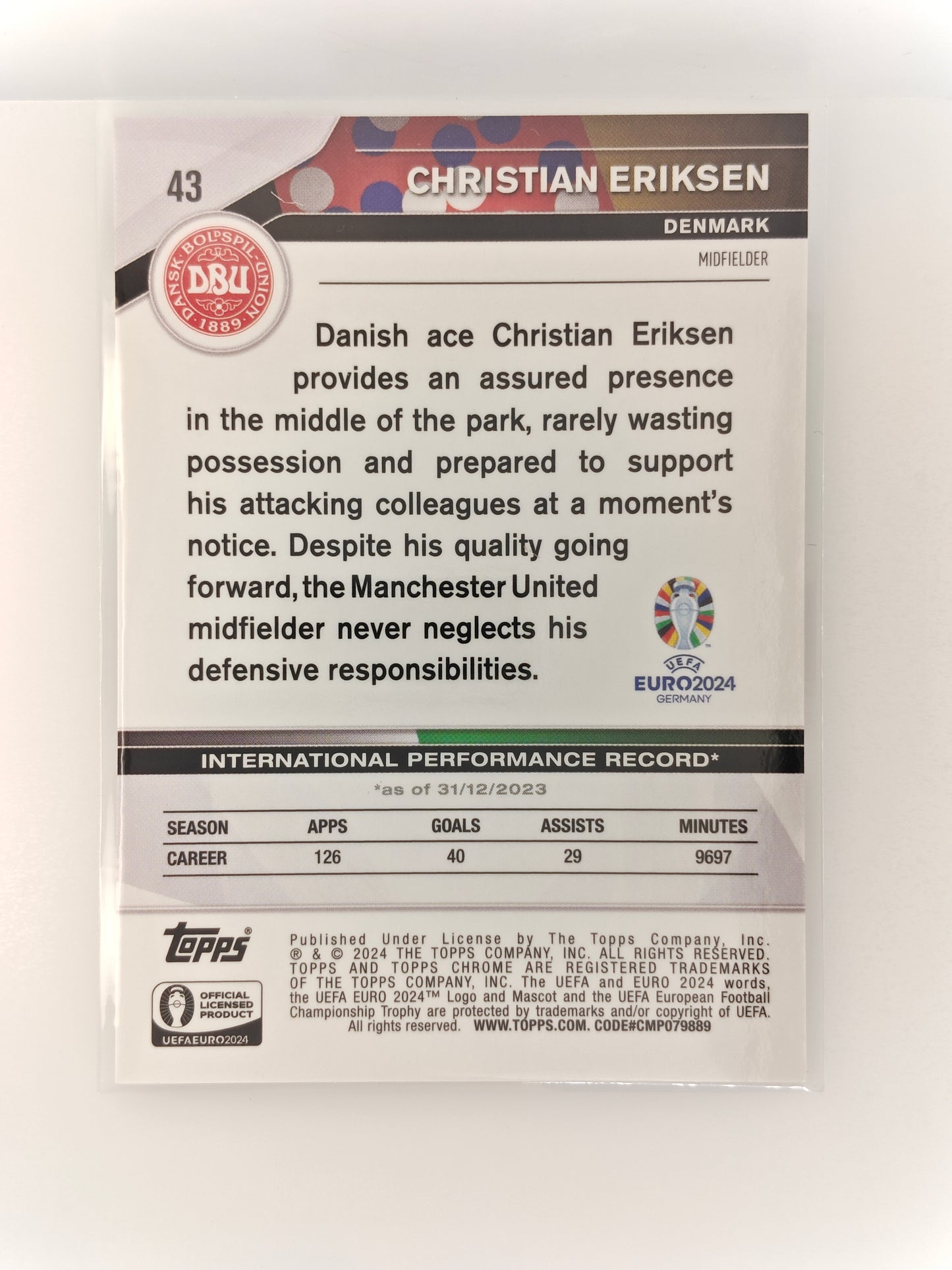 Christian Eriksen /99 Image Variation sapphire - Topps Chrome Euro 24 Sapphire