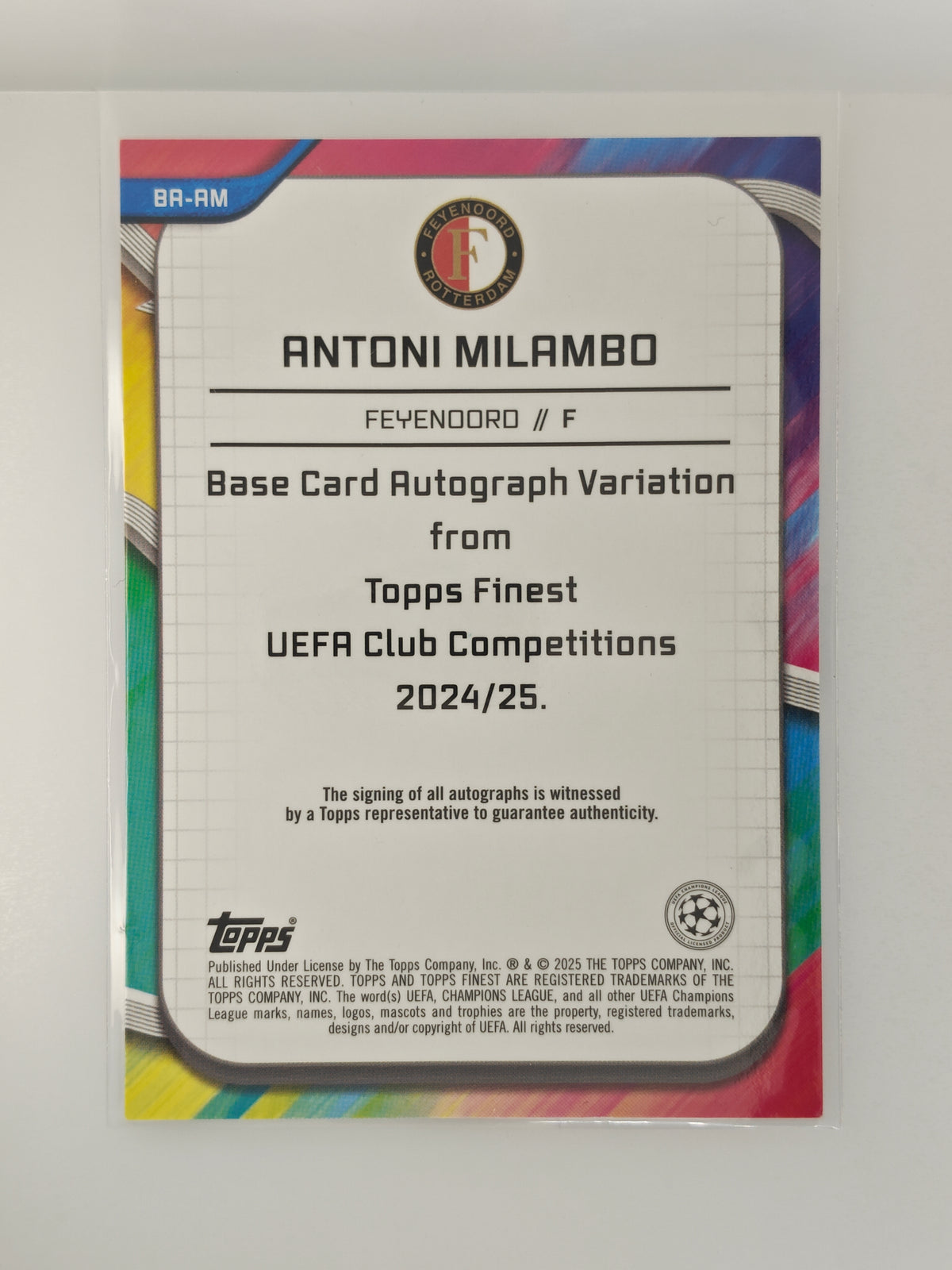 Antoni Milambo auto /75 - Topps Finest 24/25