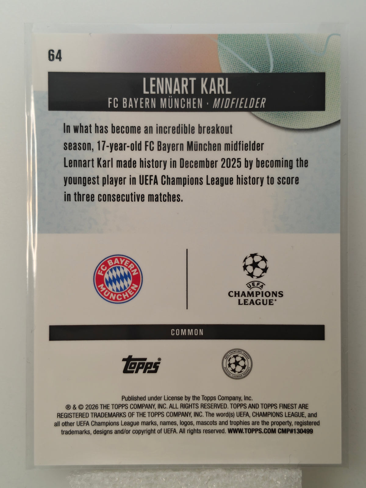 Lennart Karl RC Checkerboard - Topps Finest 25/26