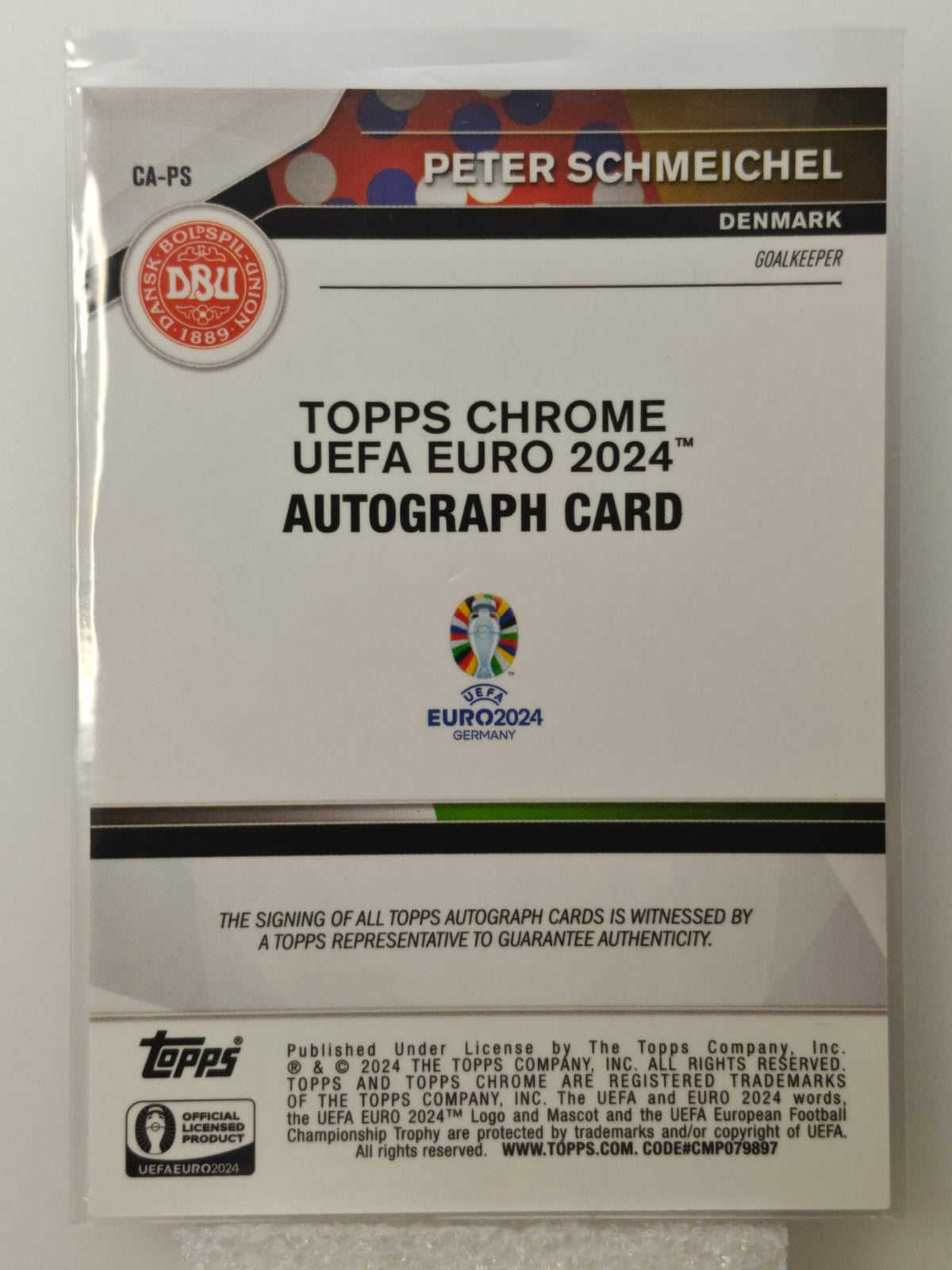 Peter Schmeichel auto /10 - Topps Chrome Euro 24