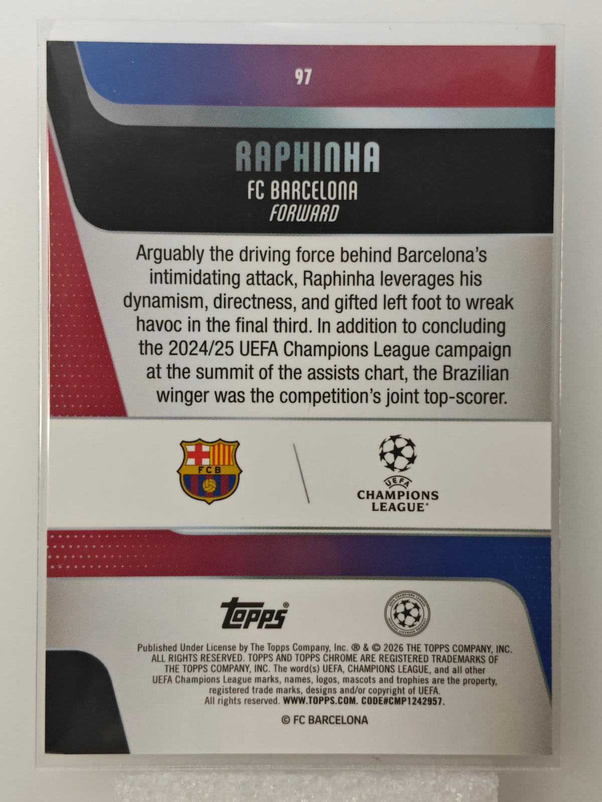 Raphinha /30 - Topps Chrome 25/26