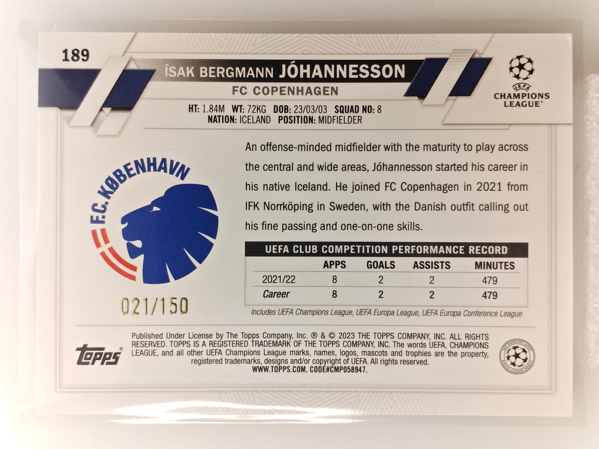 Isak Bergmann Johannesson /150 RC - Topps Flagship 22/23