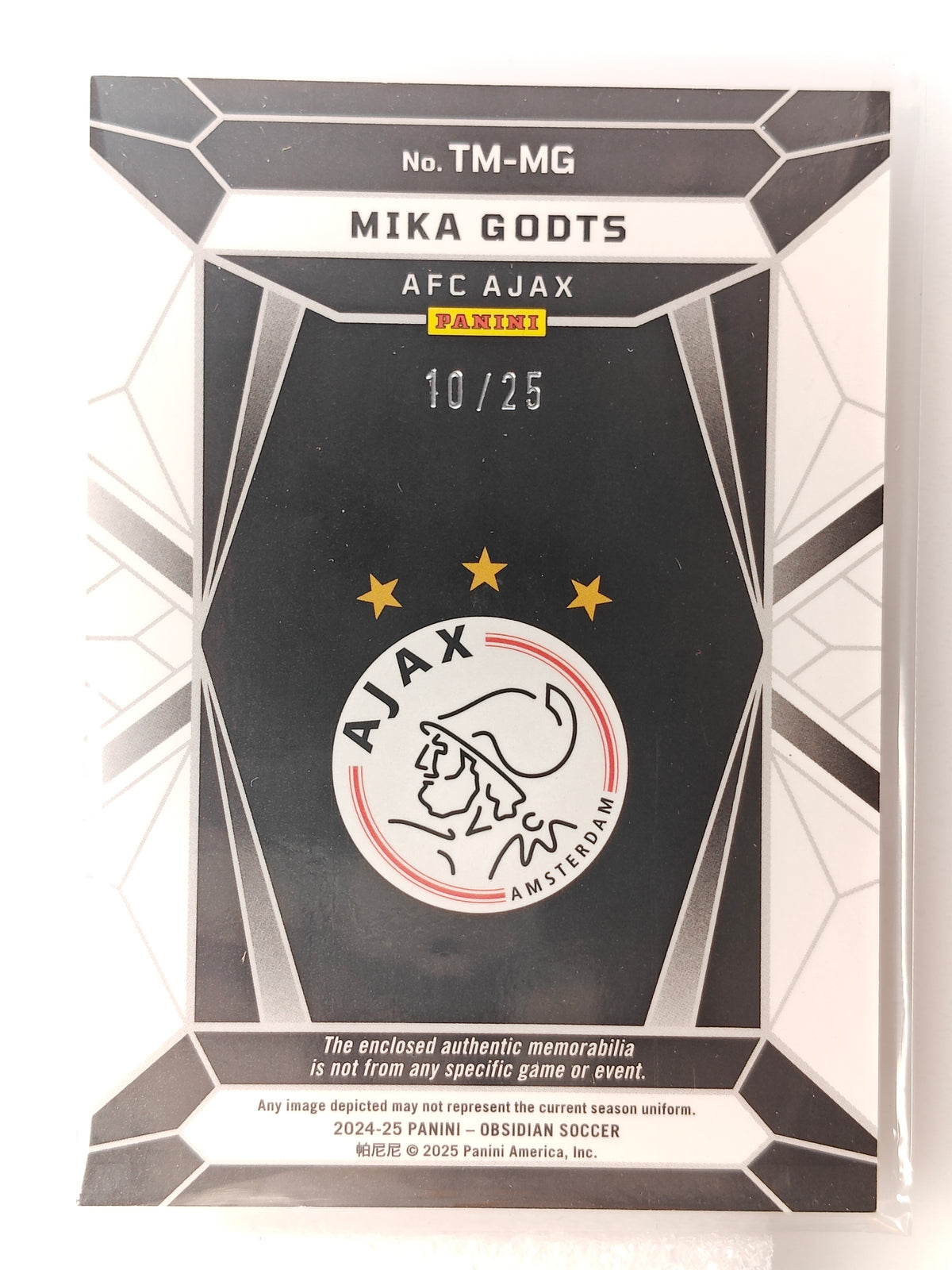 Mika Godts /25 patch trifecta - Panini Obsidian 24/25