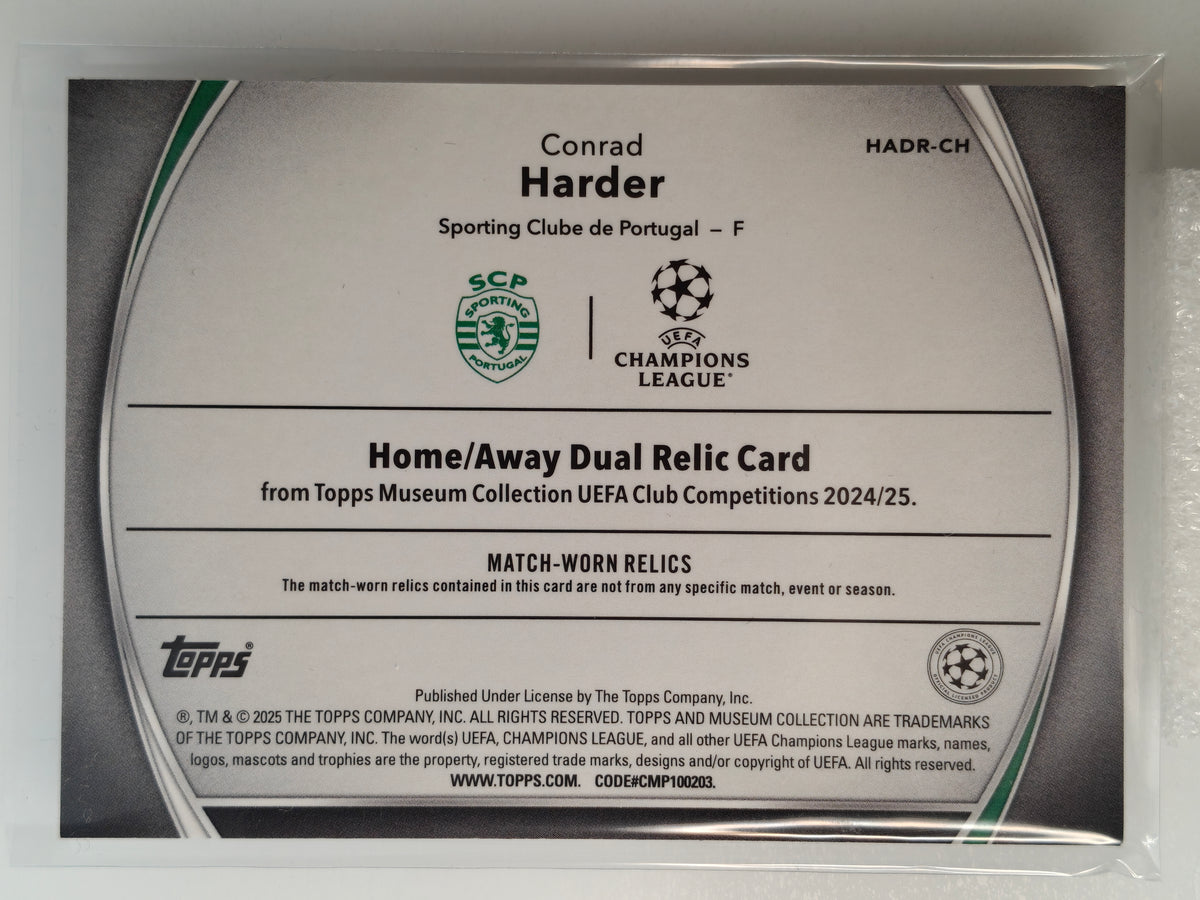 Conrad harder patch /50 rc Home/Away matchworn - Topps Museum 24/25
