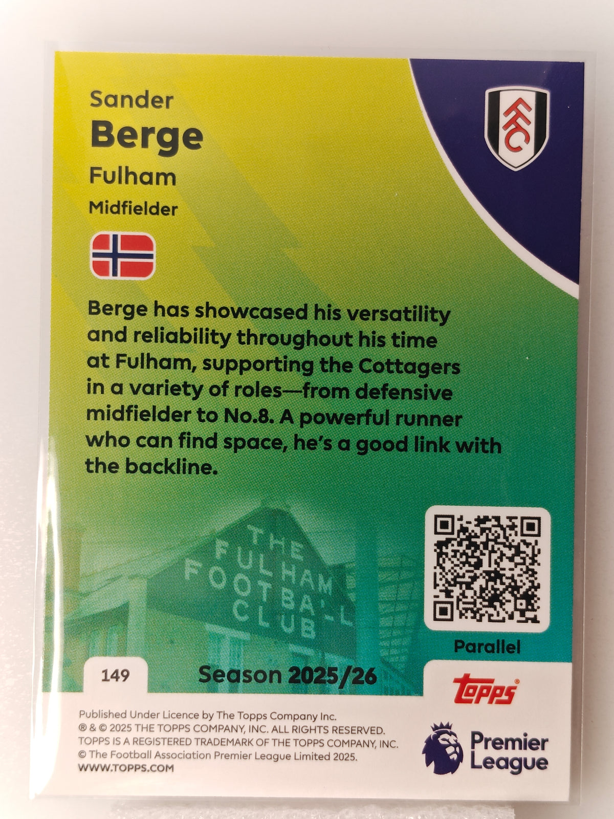 Sander Berge /25 - Topps Premier League 25/26