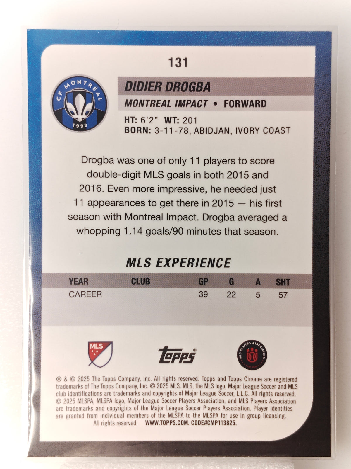 Didier Drogba /199 - Topps Chrome Mls 25/26