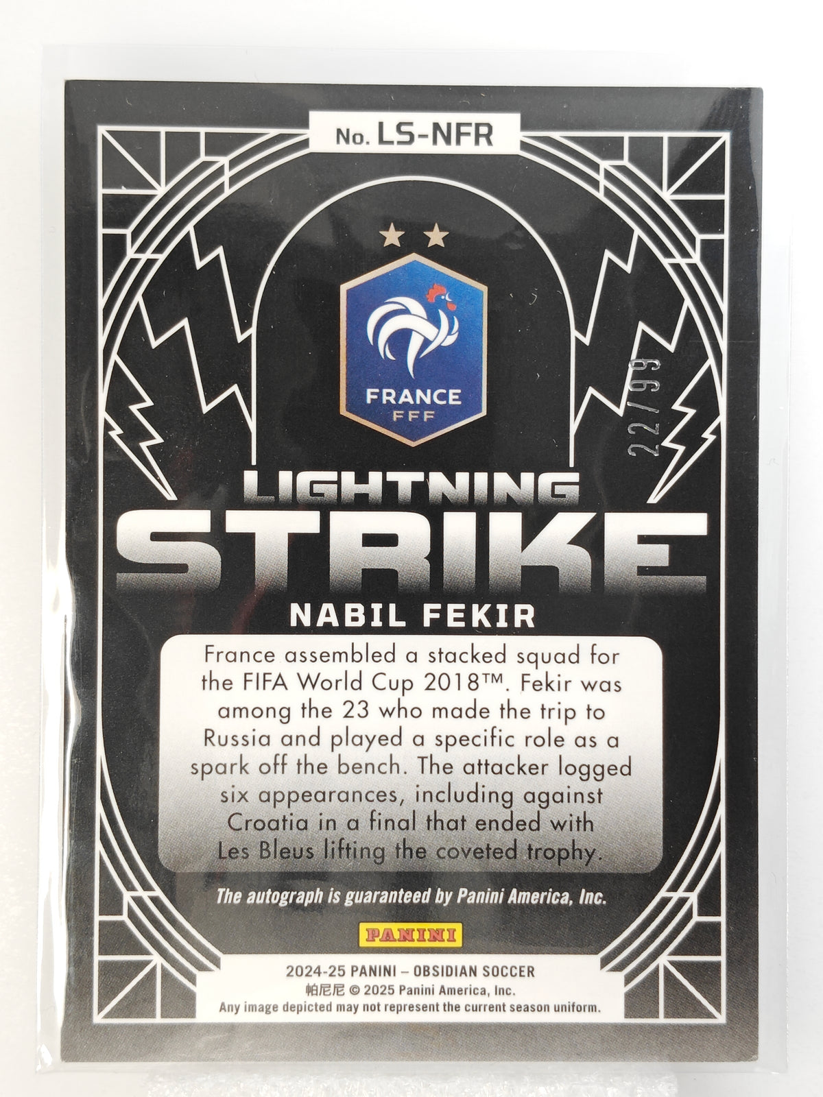 Nabil Fekir auto /99 - Panini Obsidian 24/25