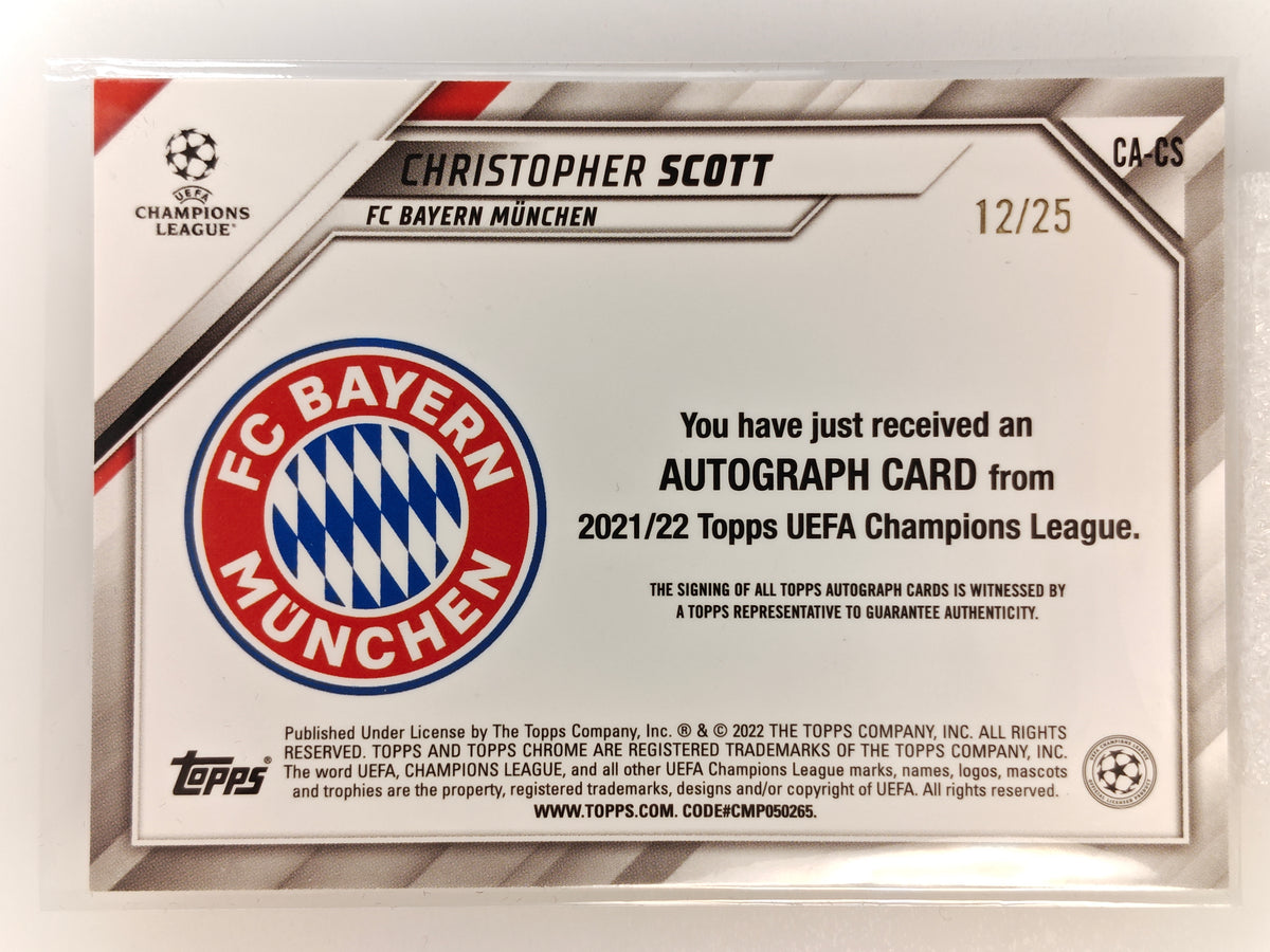 Christopher Scott auto /25 RC - Topps Chrome 21/22