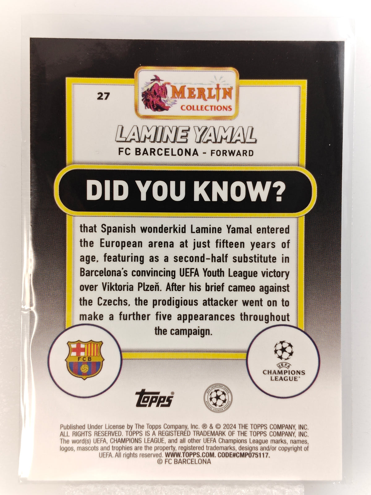 Lamine Yamal RC - Topps Merlin 23/24
