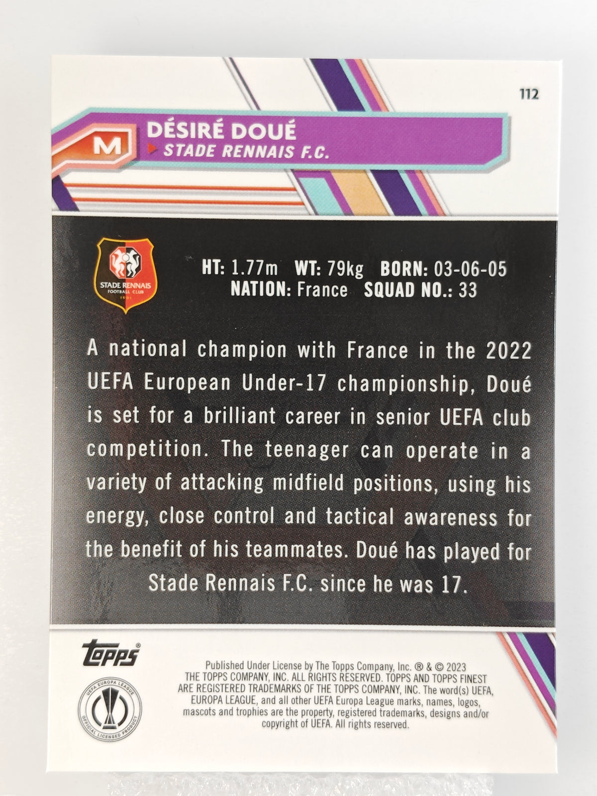 Desire Doue RC refractor - Topps Finest 22/23