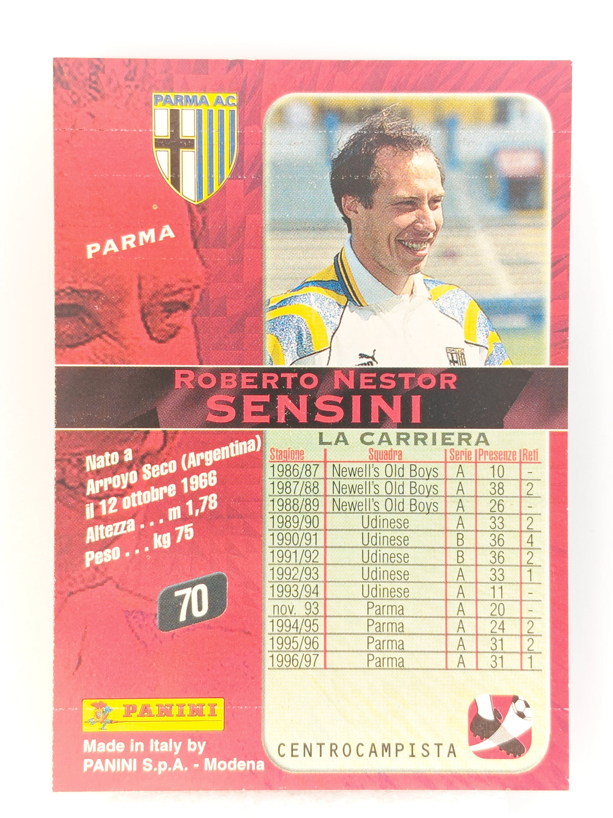 Roberto Nestor Sensini - Panini Calcio 98