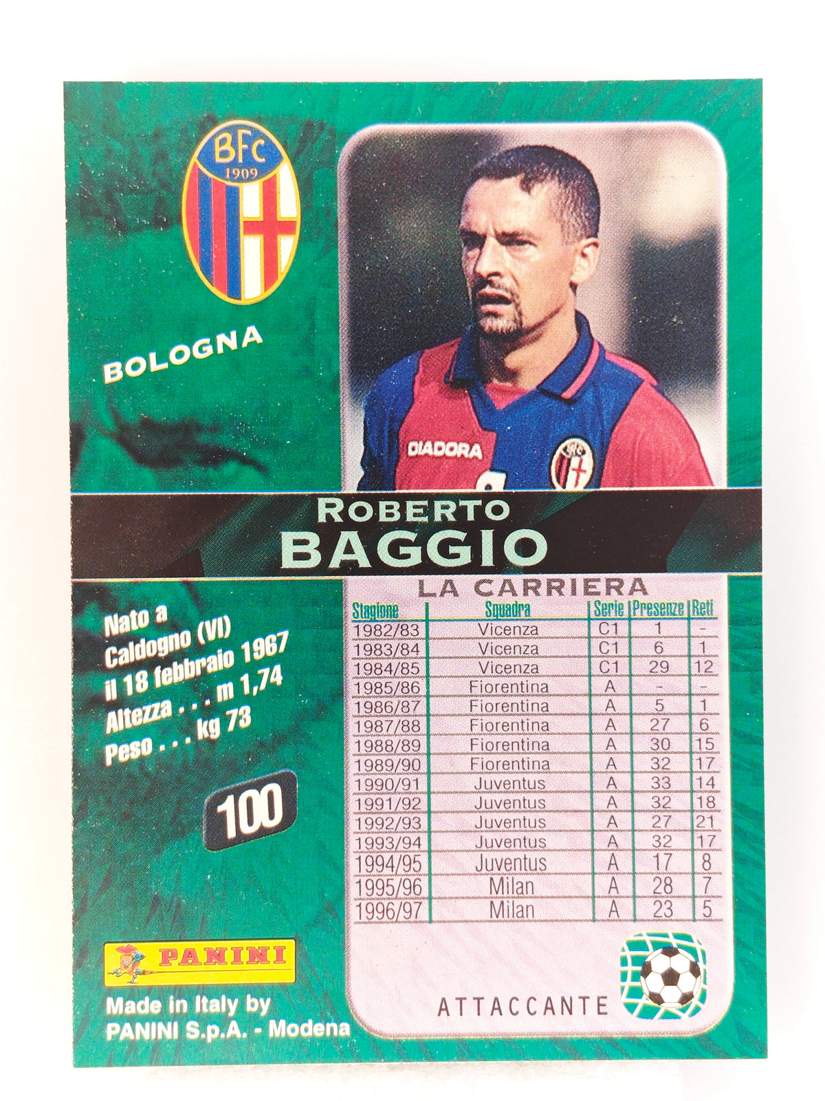Roberto Baggio - Panini Calcio 98