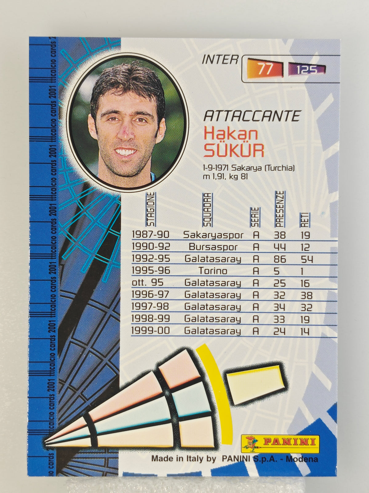 Hakan Sukur - Panini Calcio 2001