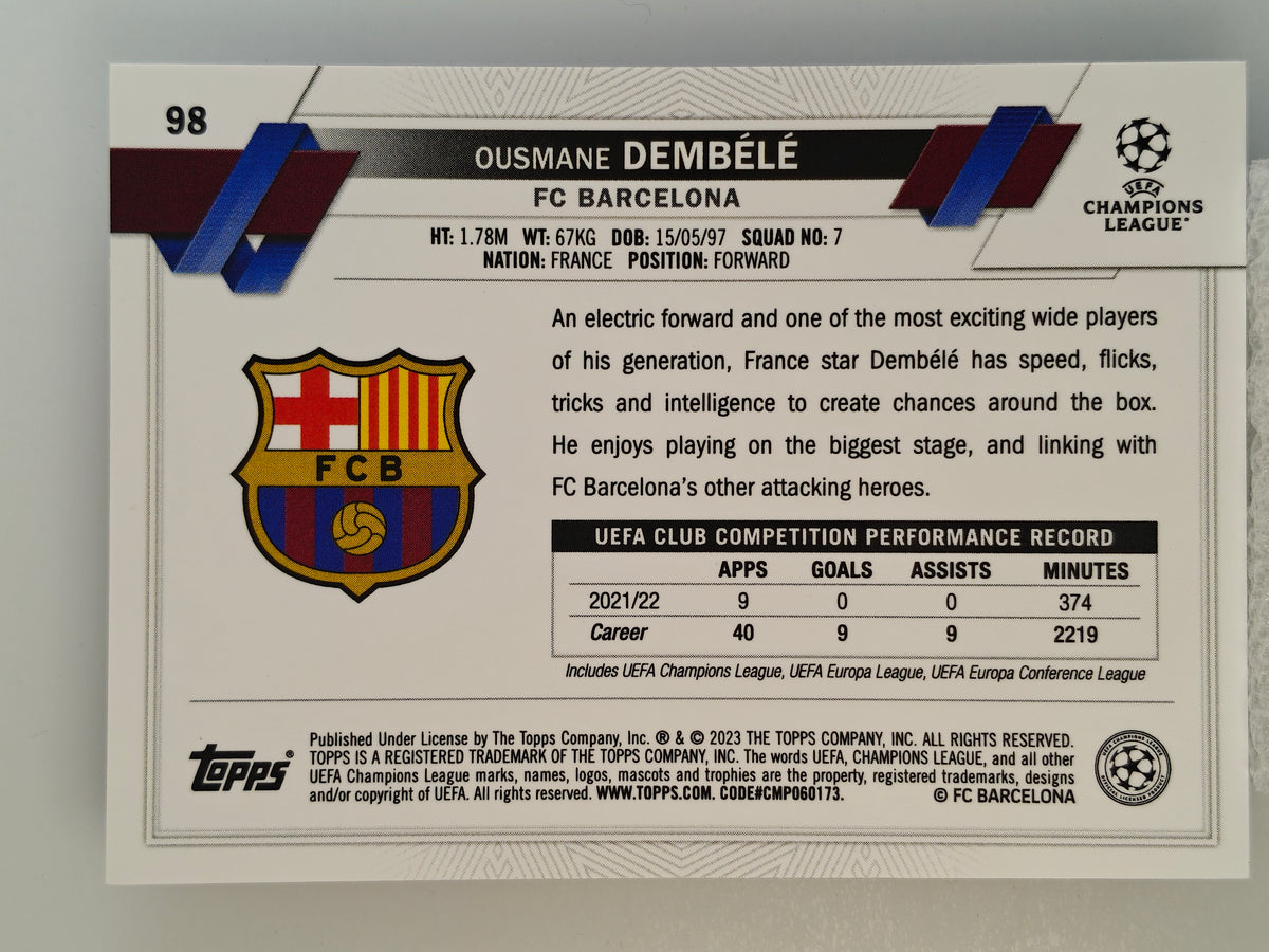 Ousmane Dembele Seismic Purple/Gold - Topps Chrome 22/23
