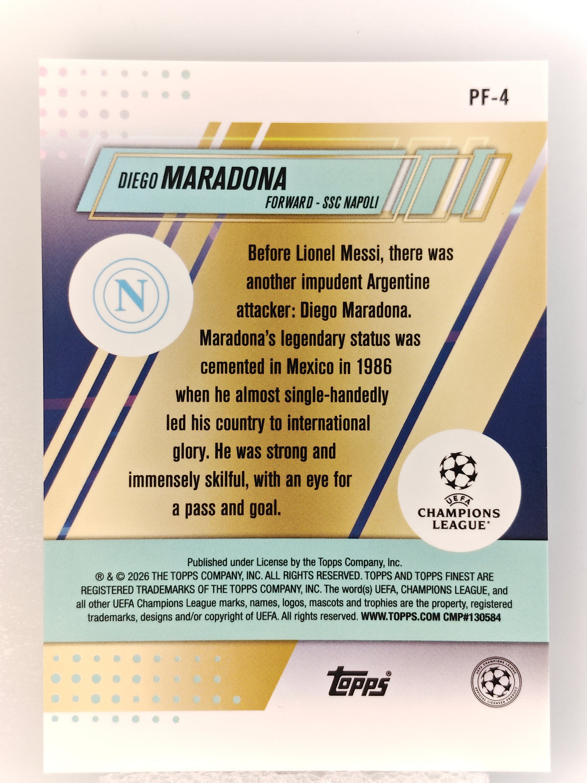 Diego Maradona Prized footballers - Topps Finest 25/26