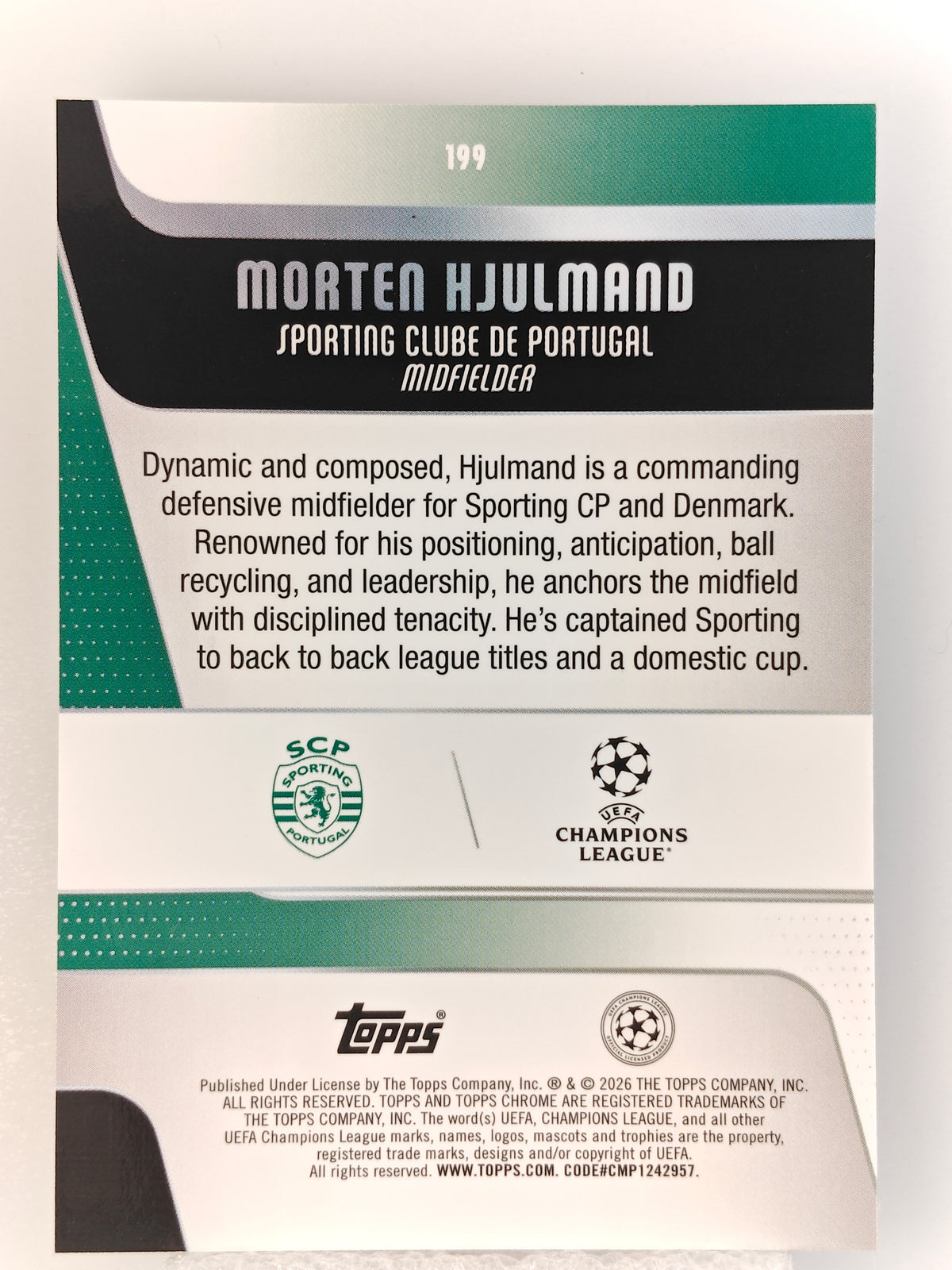 Morten Hjulmand Negative refractor - Topps Chrome 25/26