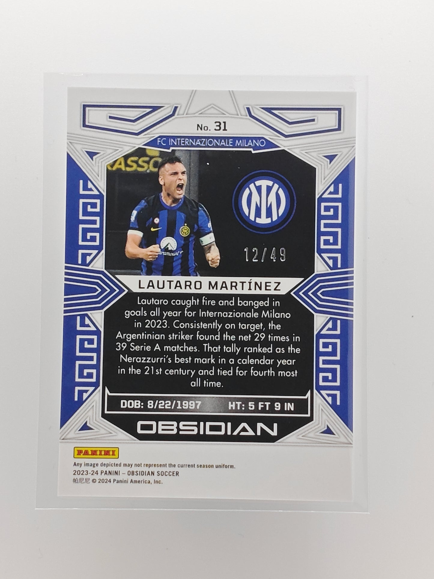 Lautaro martinez /49 - Panini Obsidian 23/24