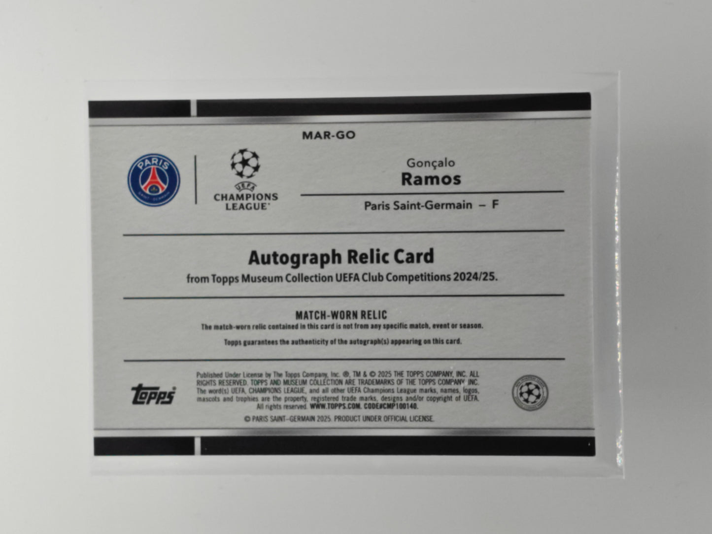 Goncalo Ramos patch/auto /75 - Topps Museum 24/25