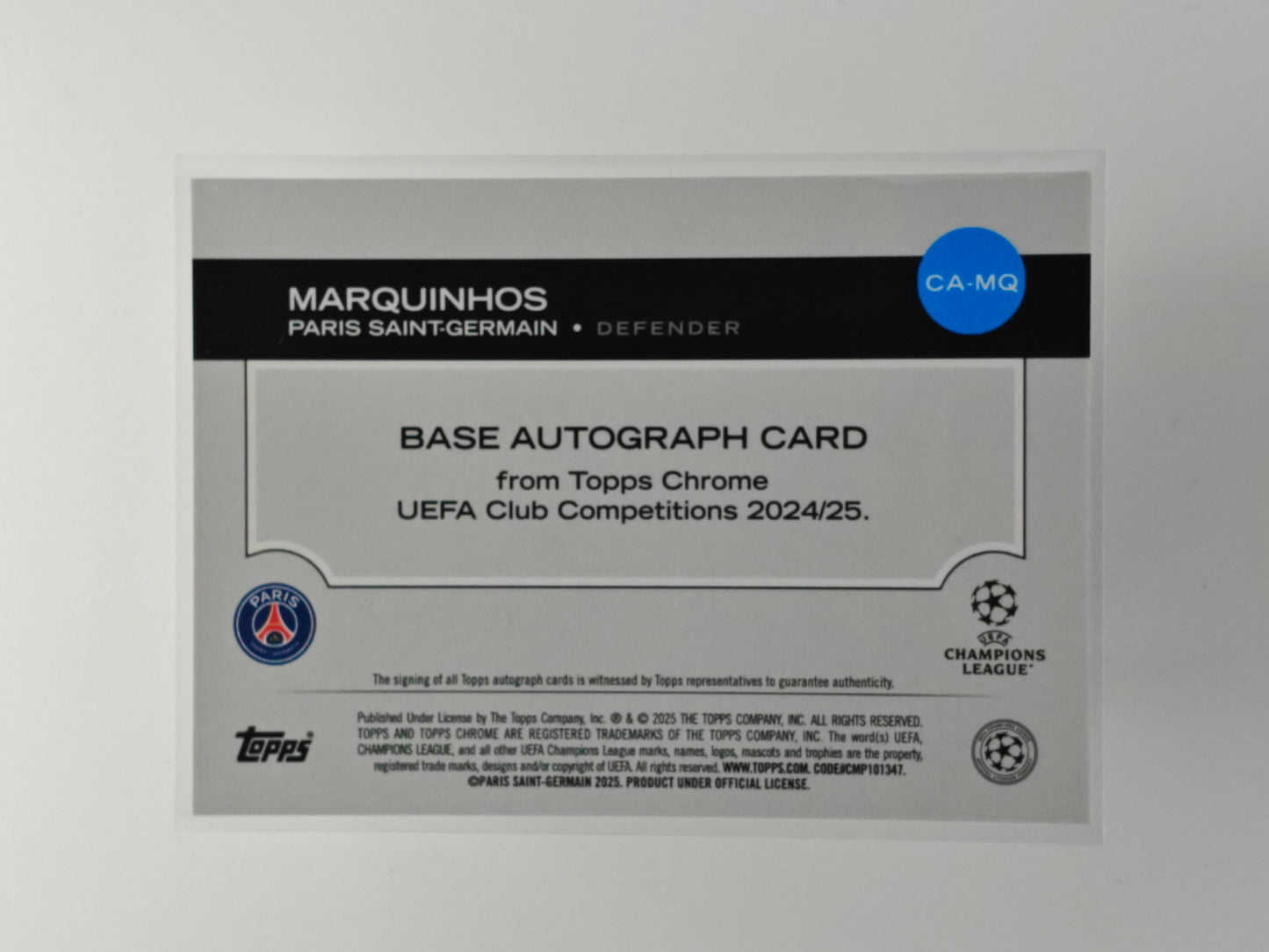 Marquinhos auto /50 - Topps Chrome 24/25