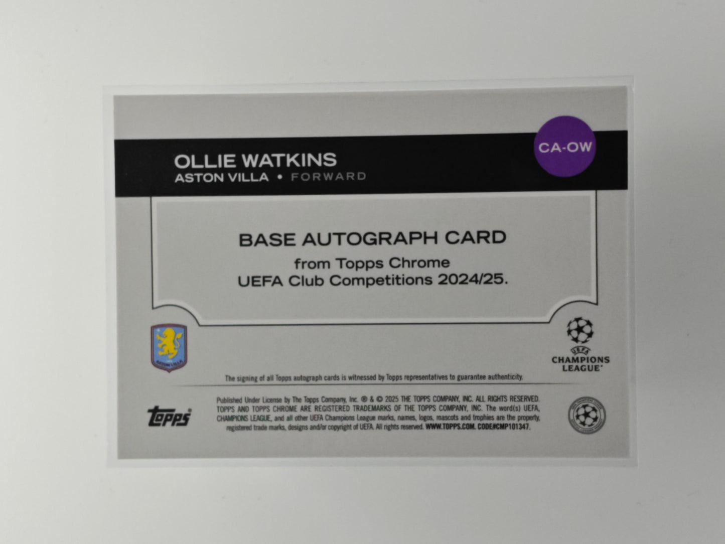 Ollie Watkins auto /99 - Topps Chrome 24/25
