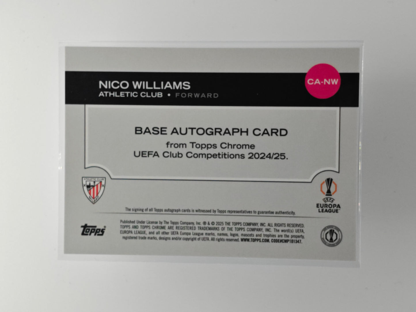Nico Williams auto /150 - Topps Chrome 24/25