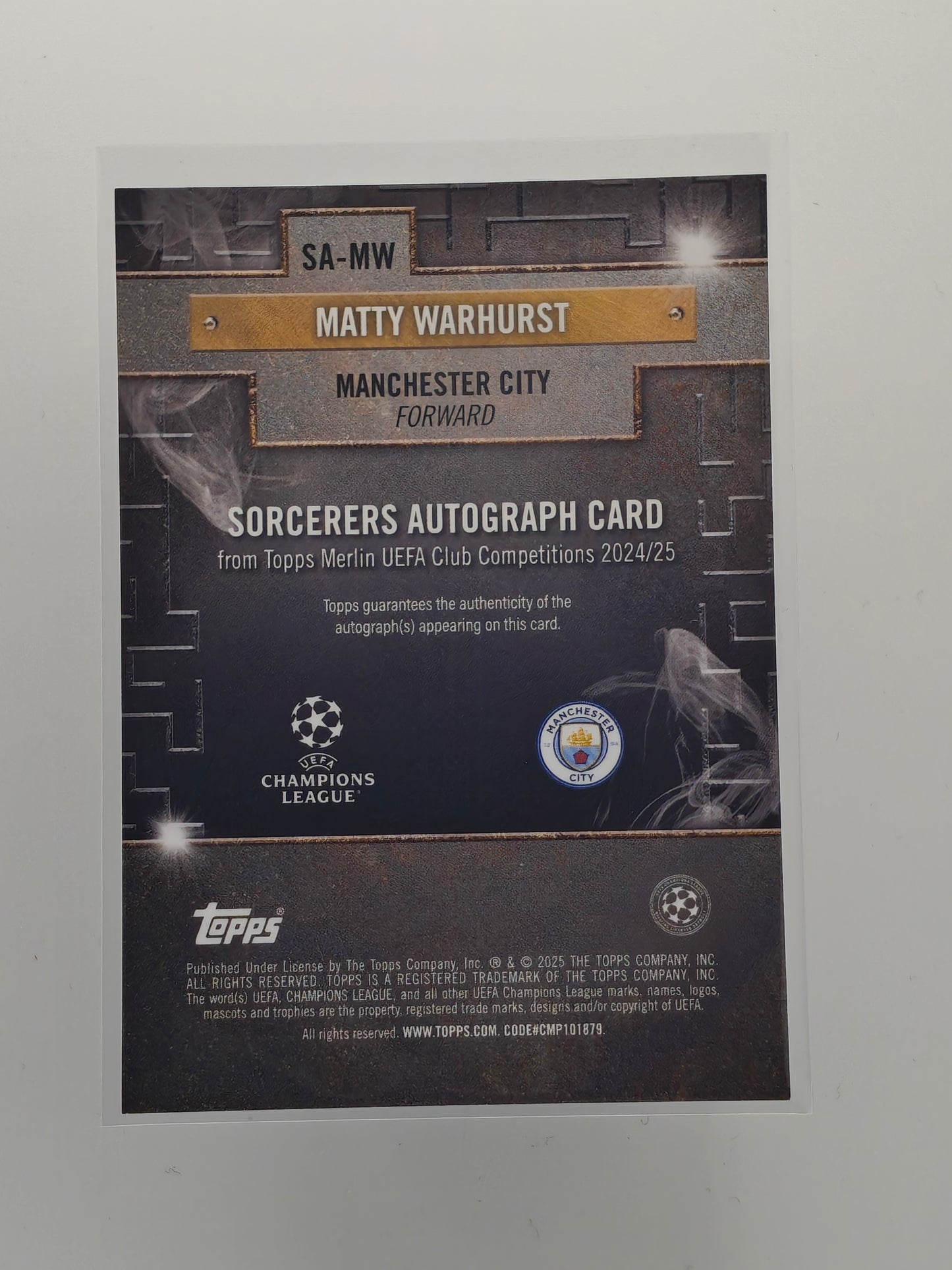 Matty Warhurst auto sorcerers RC - Topps Merlin 24/25