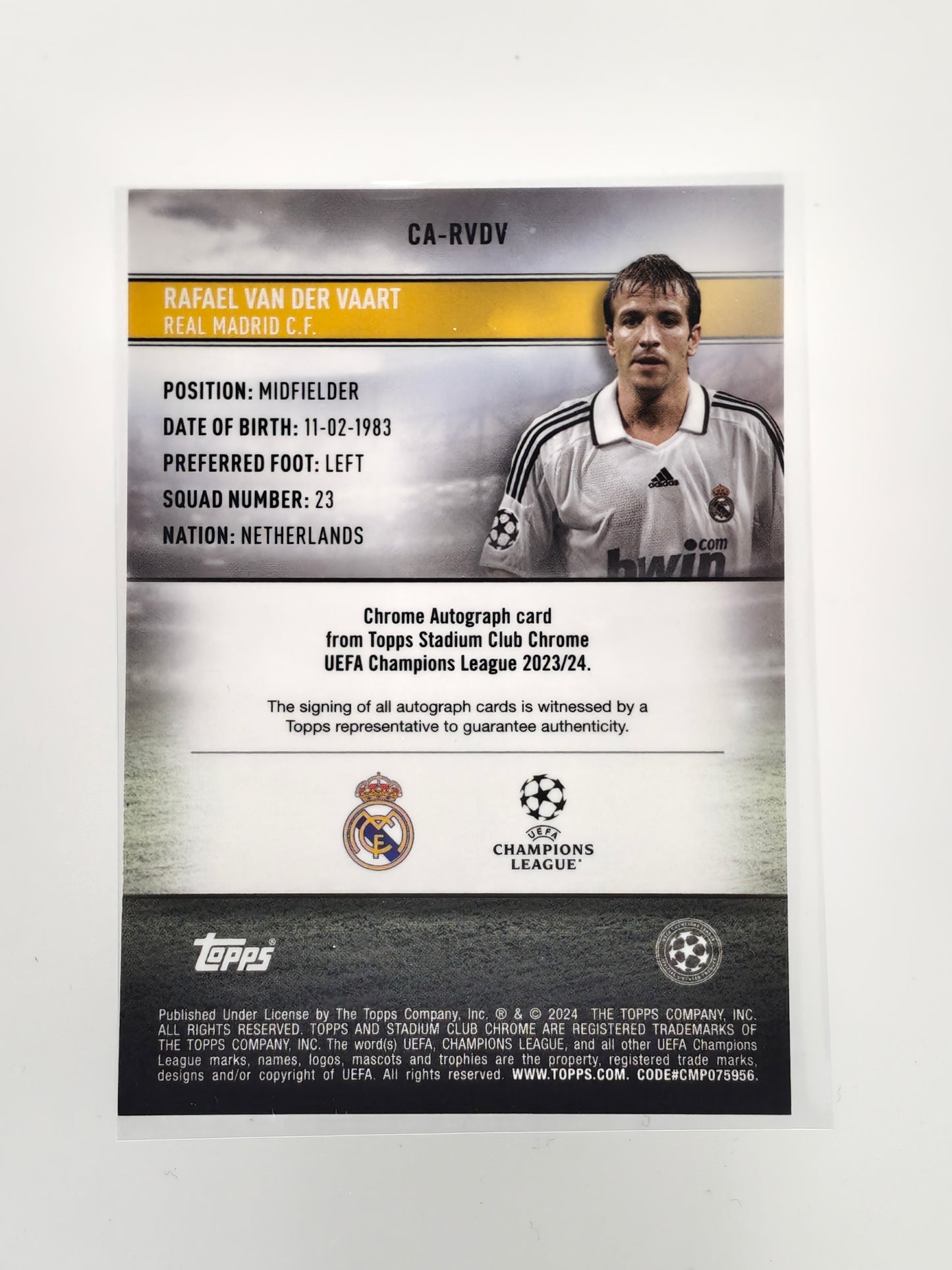Rafael Van Der Vaart auto /50 - Topps Stadium Chrome 23/24