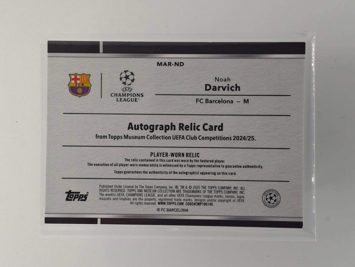 Noah Darvich patch/auto /299 RC - Topps Museum 24/25