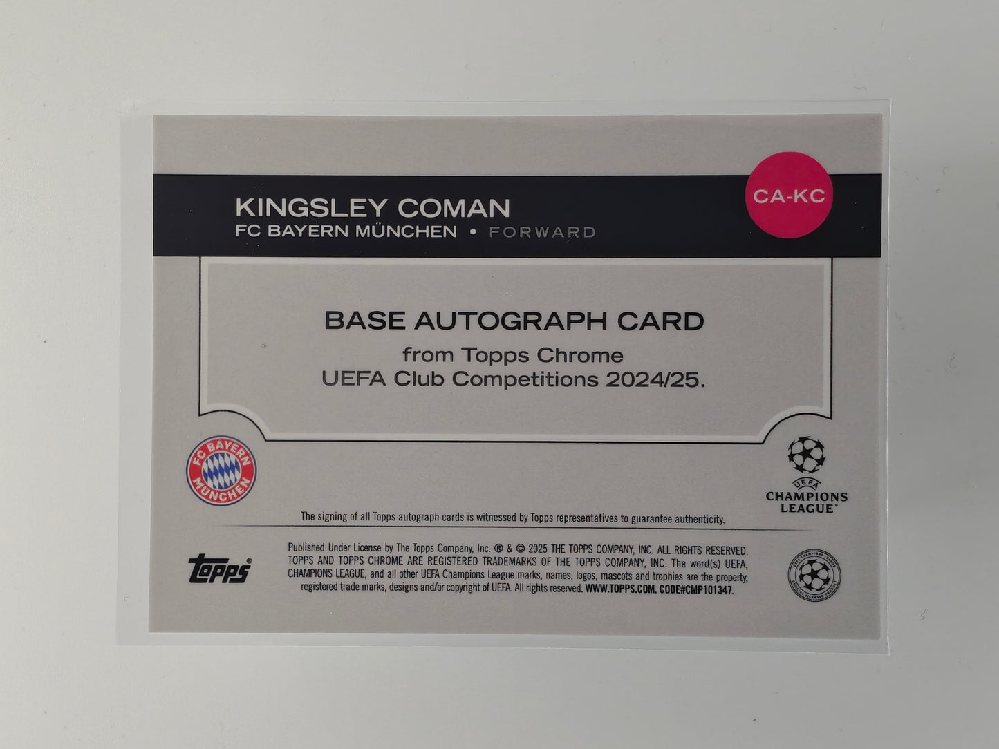 Kingsley Coman auto /199 - Topps Chrome 24/25