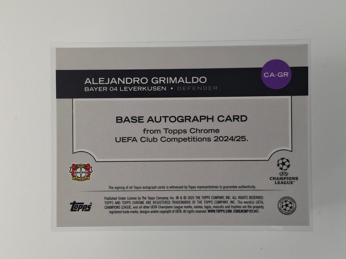 Alejandro Grimaldo auto /199 - Topps Chrome 24/25