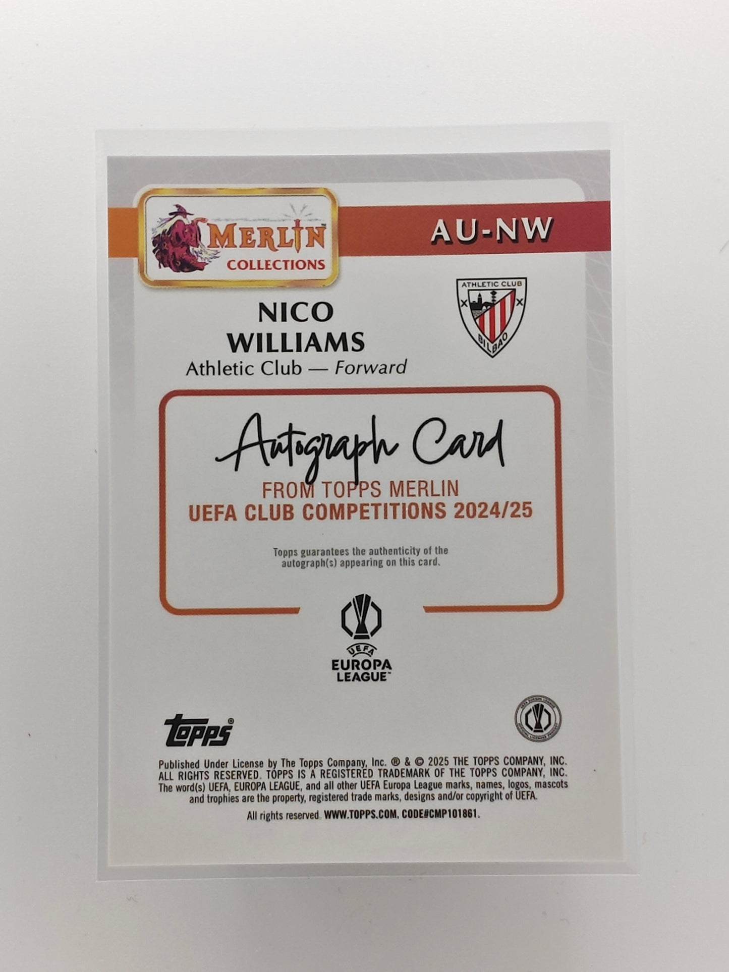 Nico Williams auto - Topps Merlin 24/25