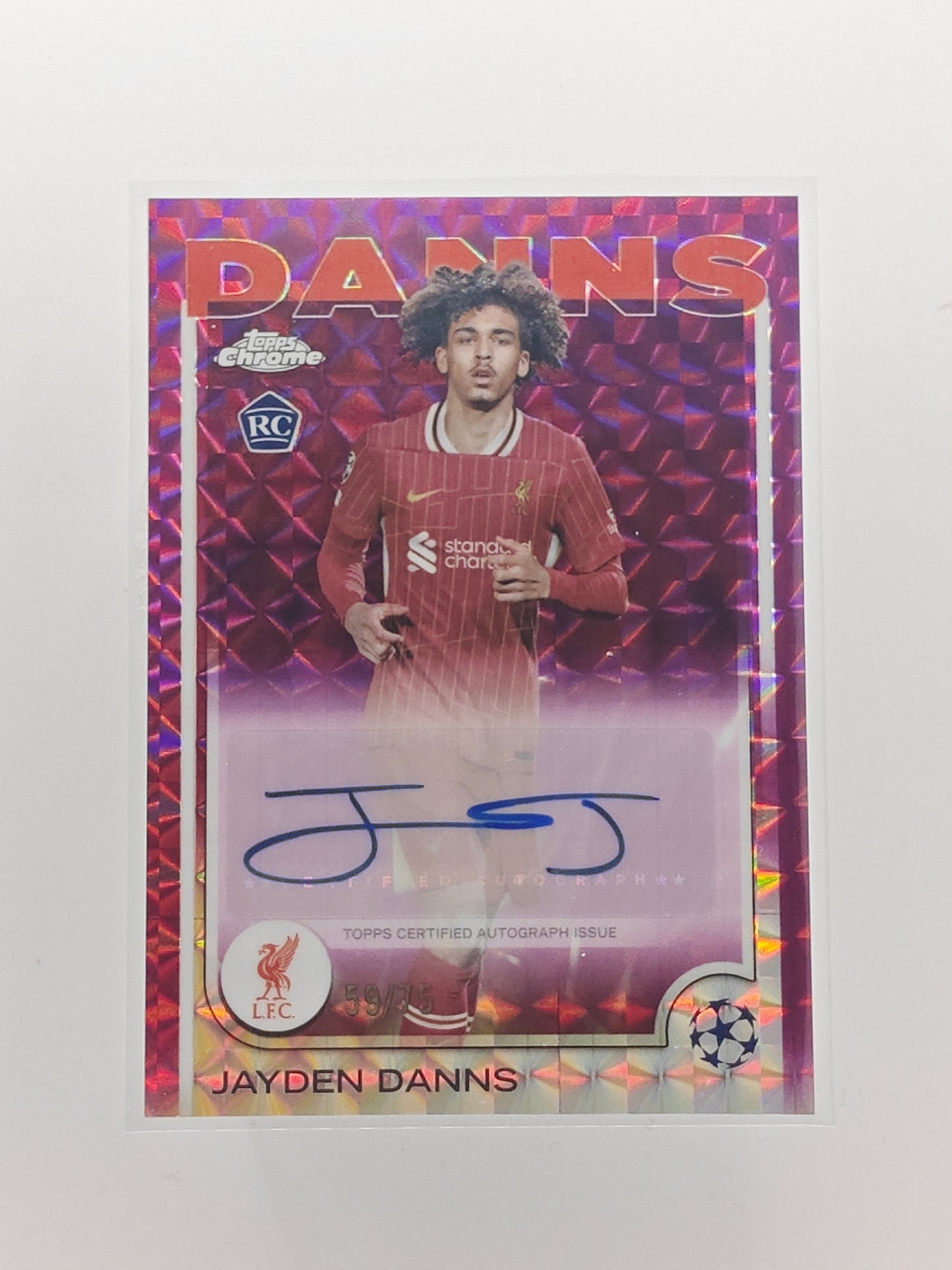 Jayden Danns auto /75 RC - Topps Chrome 24/25