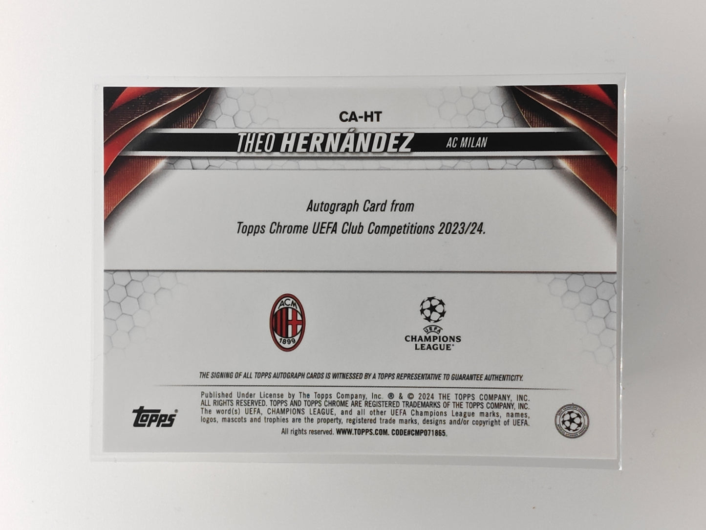 Theo Hernandez auto /50 - Topps Sapphire 23/24