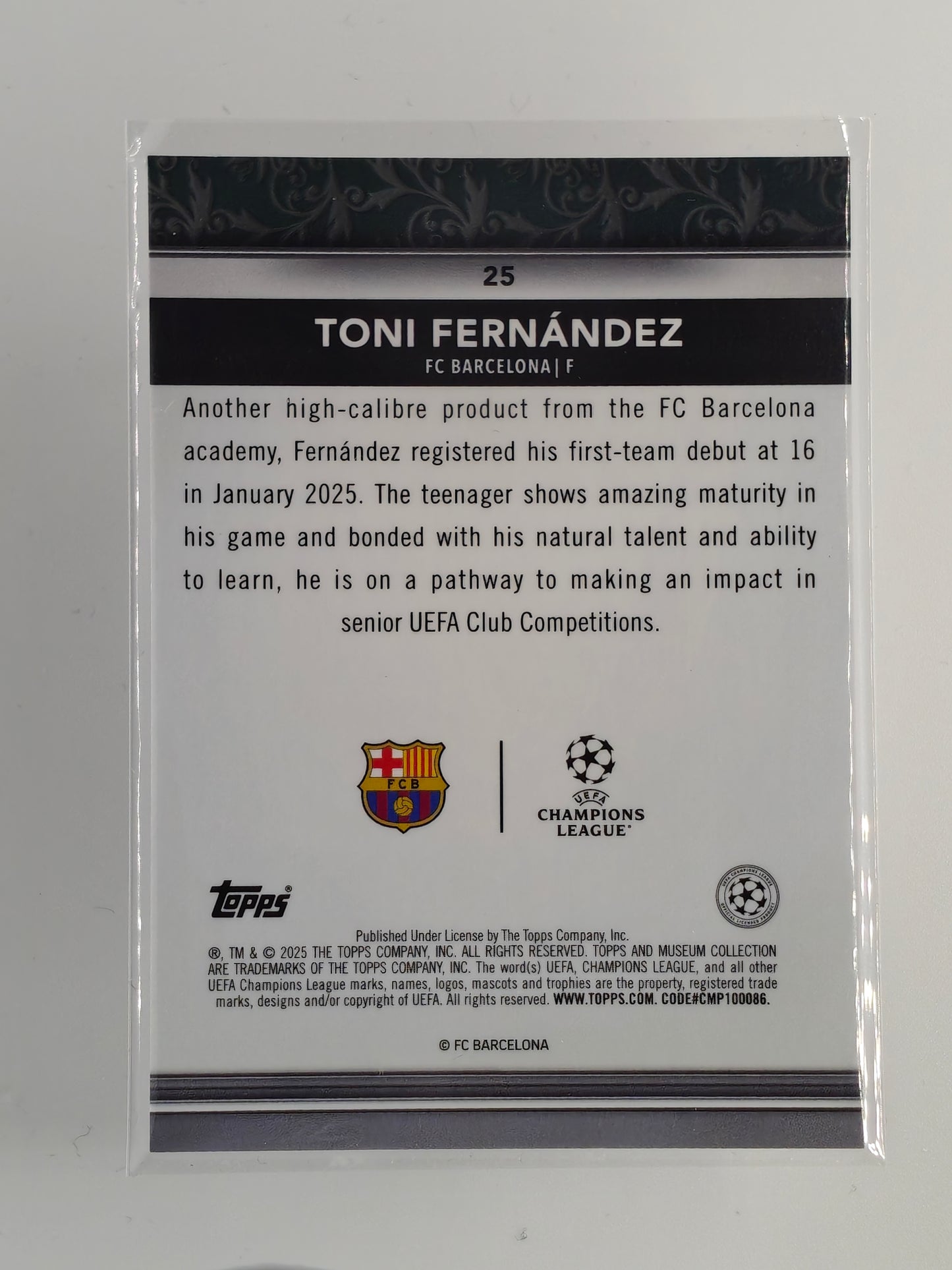 Toni Fernandez rc - Topps Museum 24/25